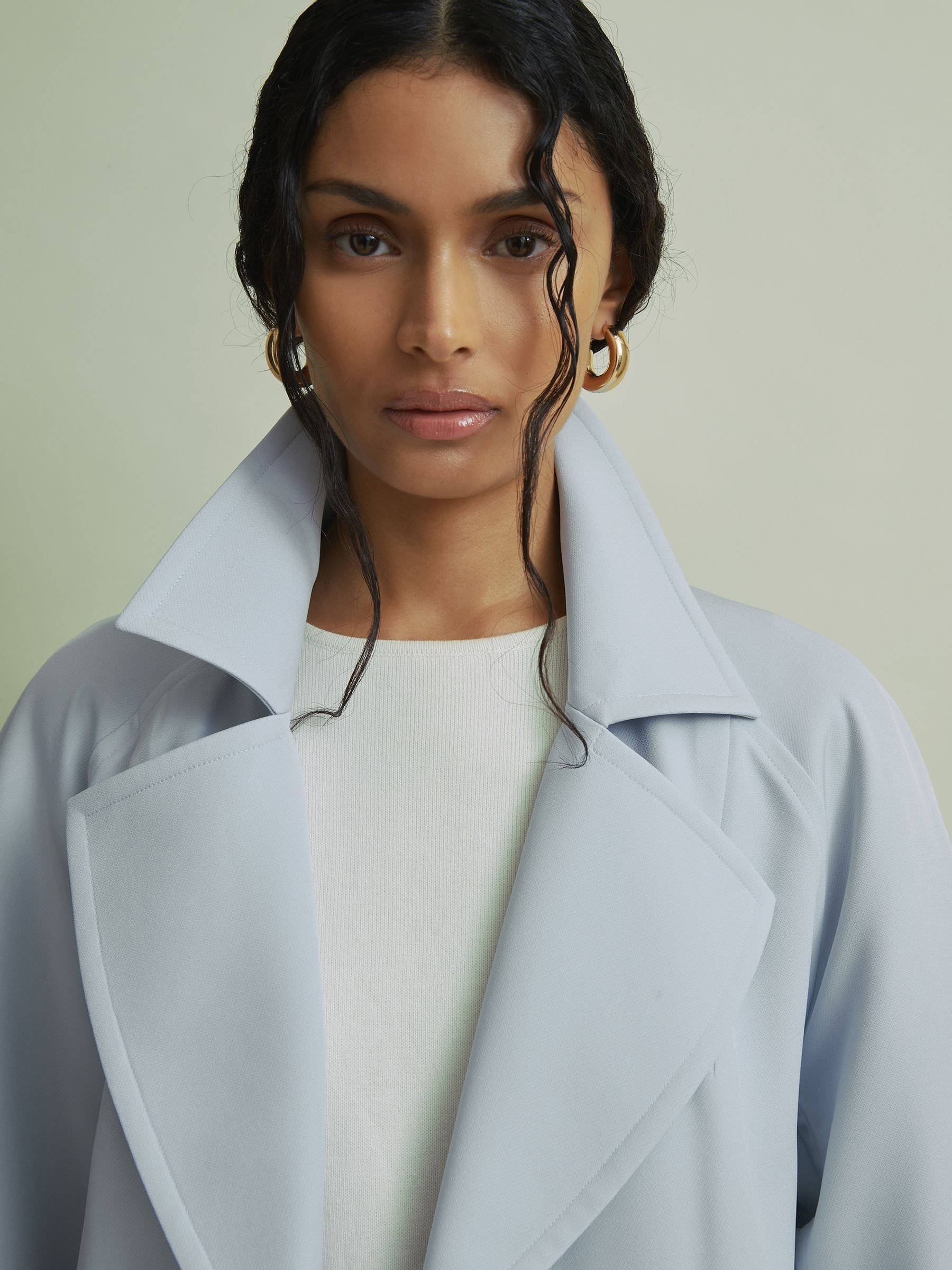 Florere Double Breasted Coat in Pale Blue - Image 3 of 6