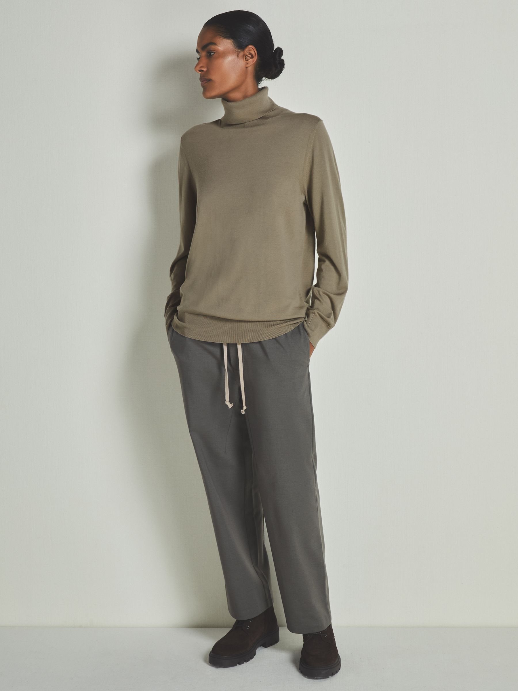 Reiss | Les 100 Ciels Noble-Wool Roll-Neck Jumper in Mink Marl - Image 3 of 5