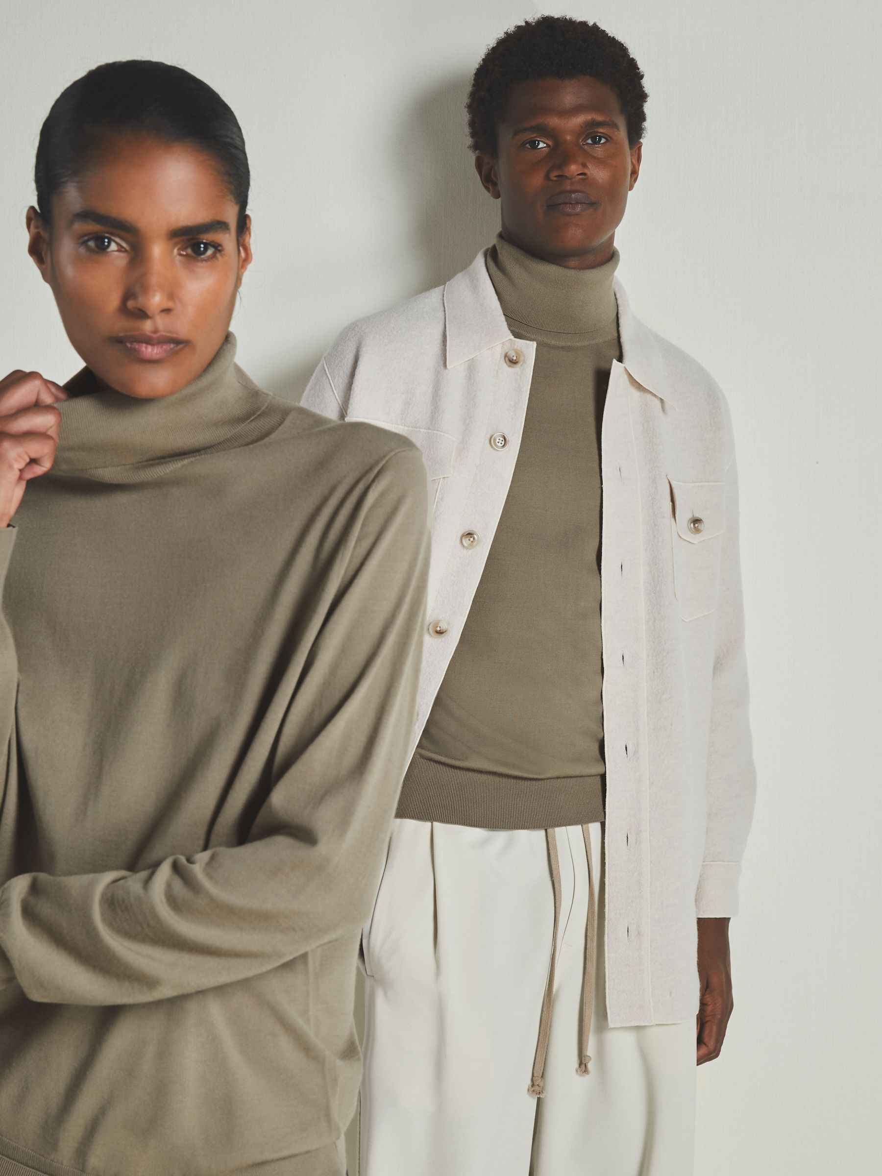 Reiss | Les 100 Ciels Noble-Wool Roll-Neck Jumper in Mink Marl - Image 5 of 5