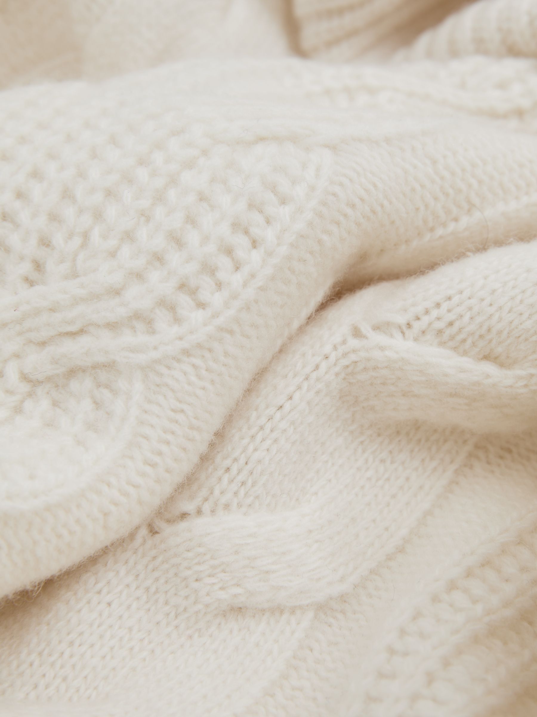 Wool-Cashmere Cable Knit Roll Neck Jumper in Cream - Image 7 of 7