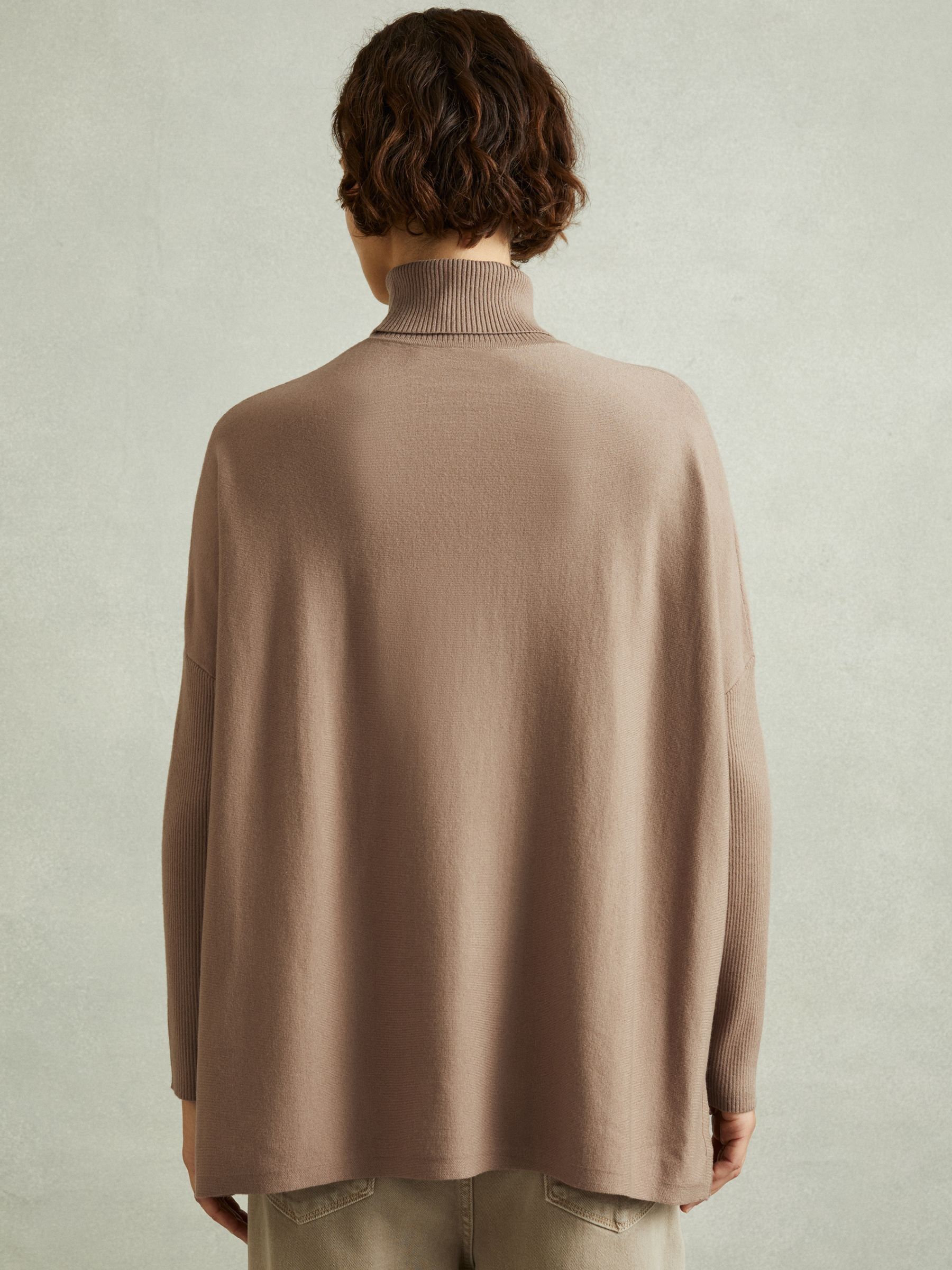Drop-Shoulder Roll Neck Jumper in Taupe - Image 4 of 5