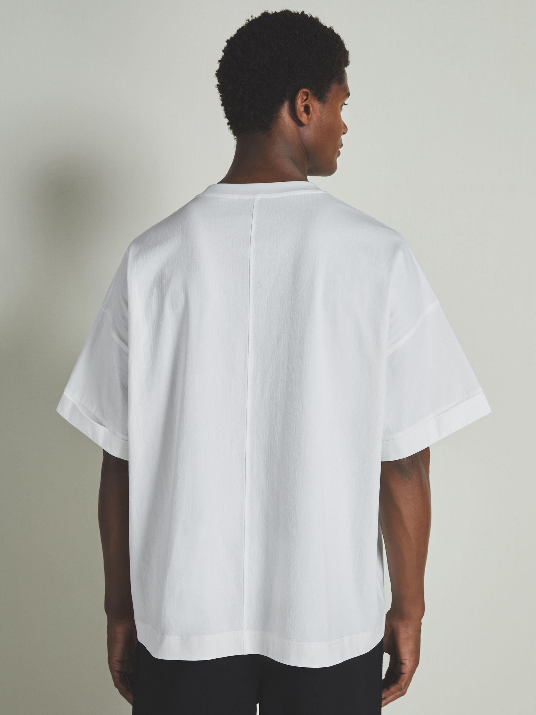 Reiss | Les 100 Ciels Cotton-Blend Jersey T-Shirt in White - Image 2 of 4