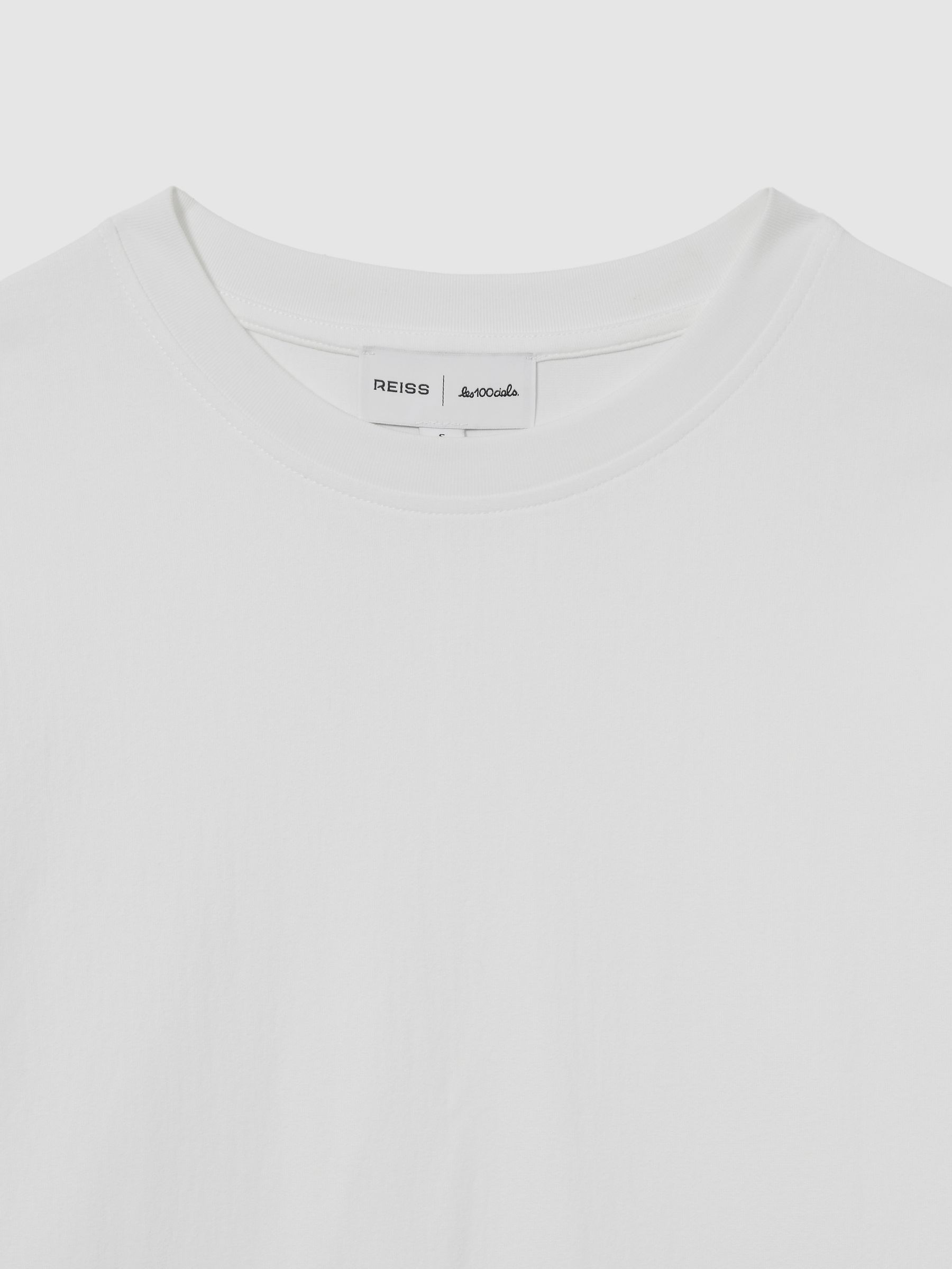 Reiss | Les 100 Ciels Cotton-Blend Jersey T-Shirt in White - Image 4 of 4