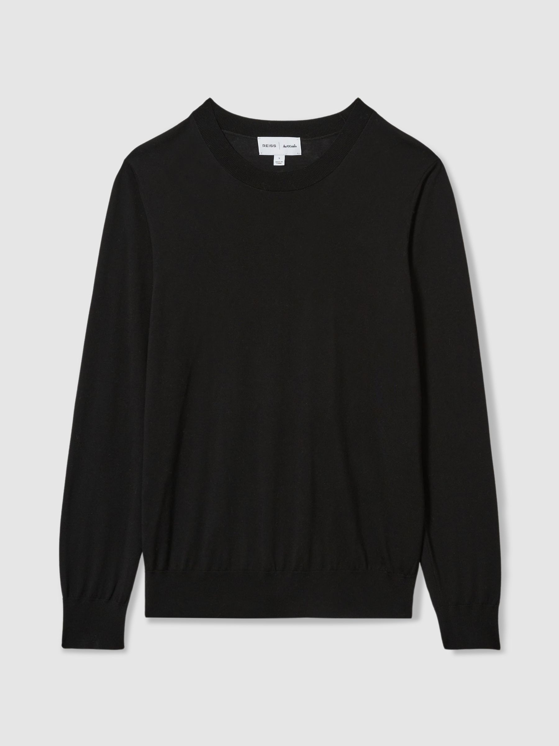 Reiss | Les 100 Ciels Noble-Wool Long-Sleeve Jumper in Black - Image 2 of 5