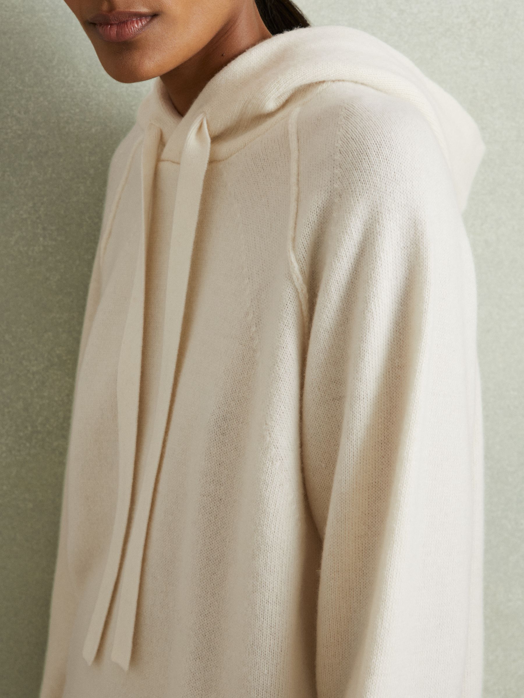 Wool-Cashmere Drawstring Hoodie in Cream - Image 4 of 6