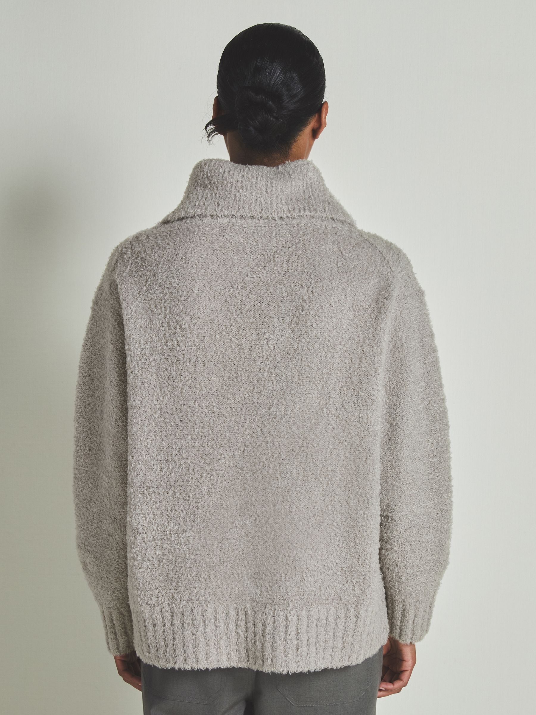 Reiss | Les 100 Ciels Bouclé Jumper with Wool in Grey - Image 4 of 6