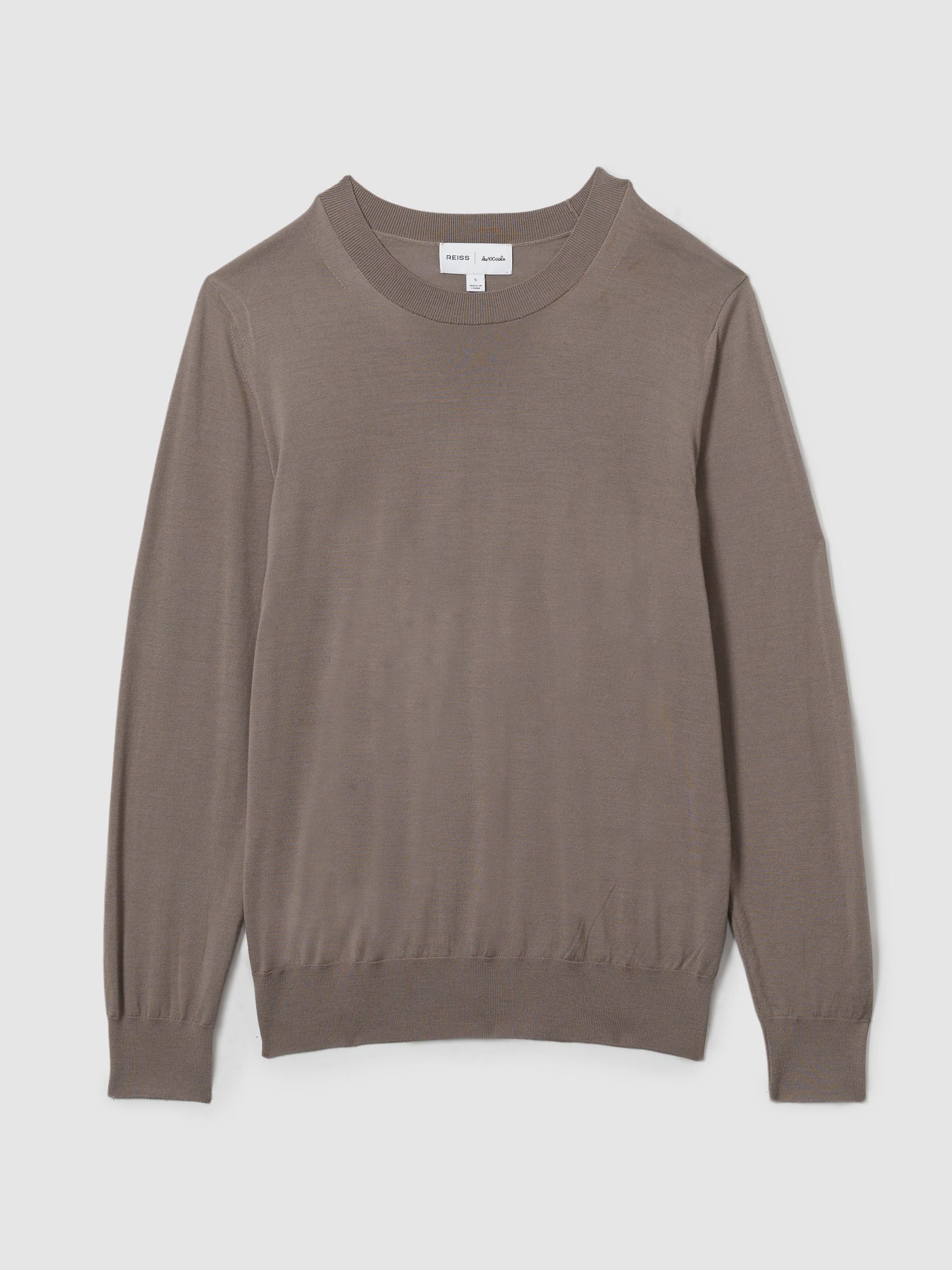 Reiss | Les 100 Ciels Noble-Wool Long-Sleeve Jumper in Dark Mink - Image 2 of 7