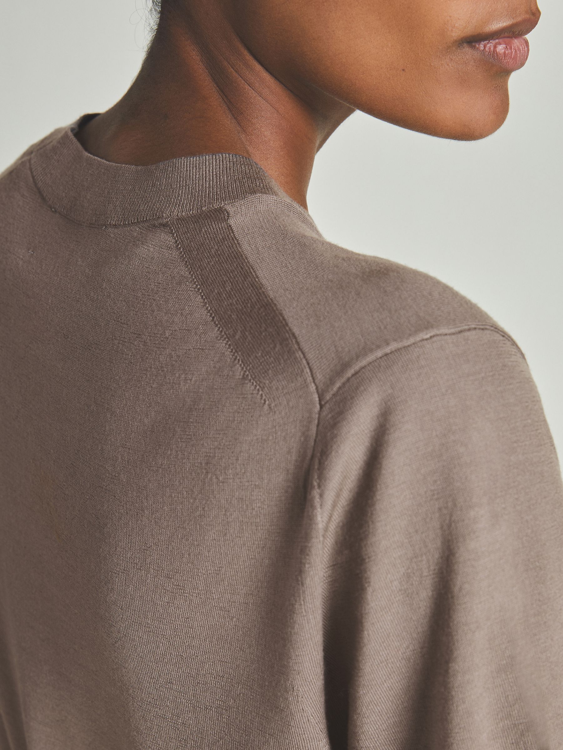 Reiss | Les 100 Ciels Noble-Wool Long-Sleeve Jumper in Dark Mink - Image 4 of 7