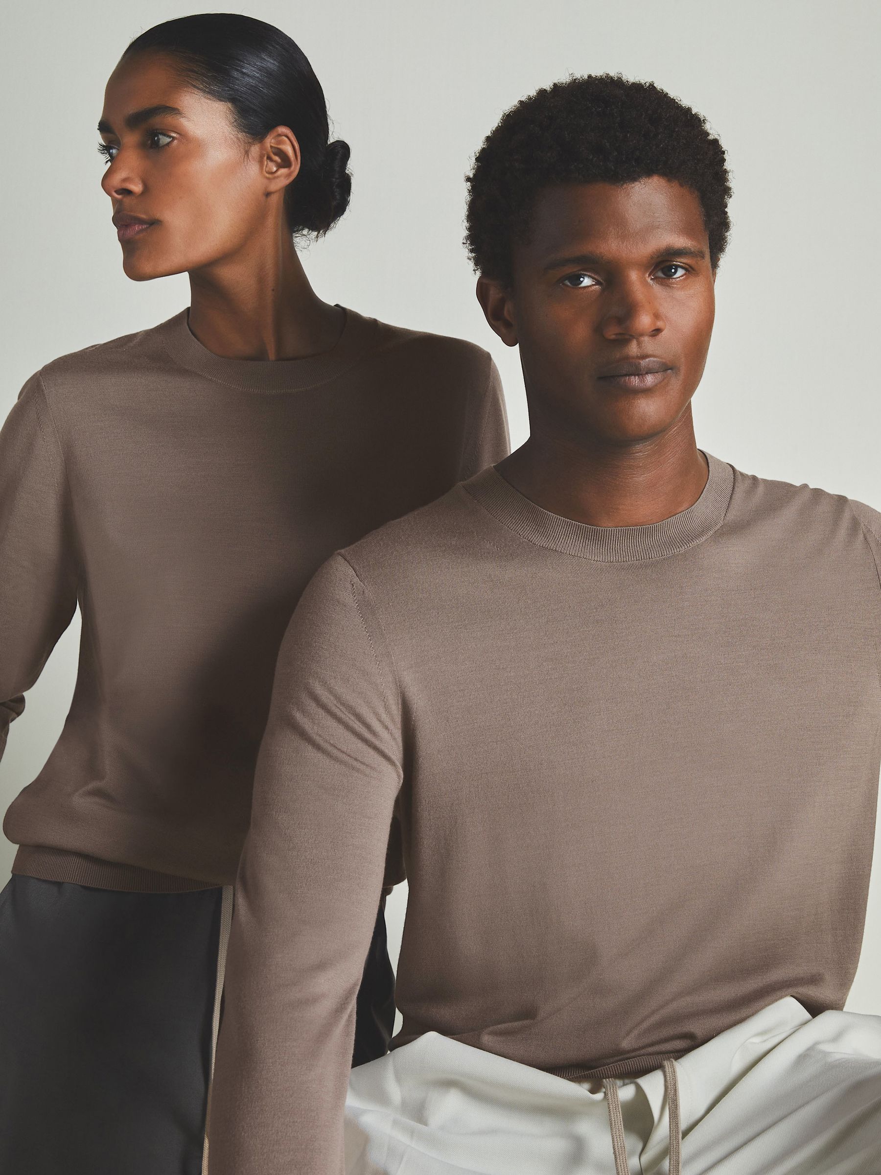 Reiss | Les 100 Ciels Noble-Wool Long-Sleeve Jumper in Dark Mink - Image 7 of 7