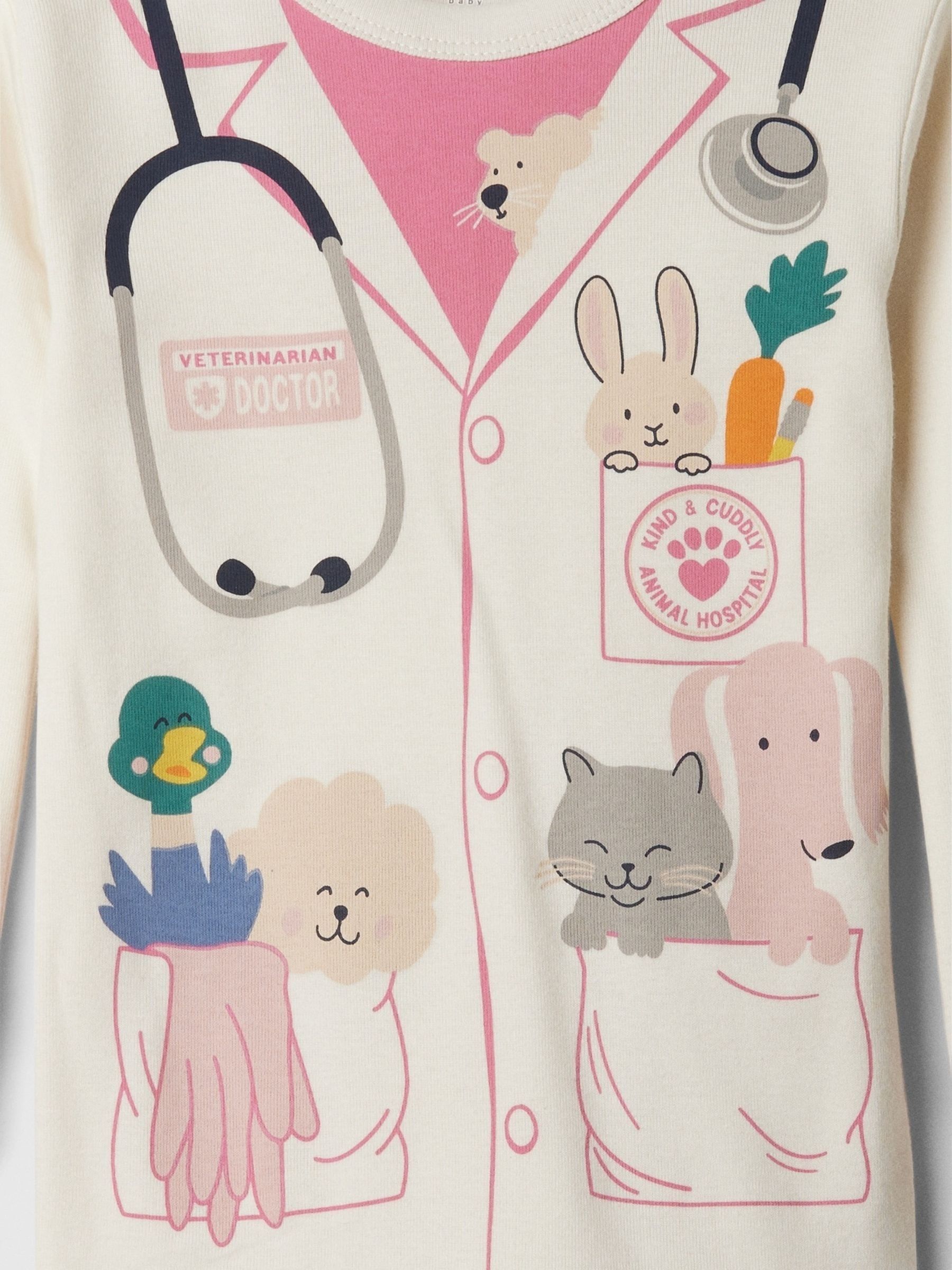 White/Pink Vet Cotton Long Sleeve Pyjamas (6mths-5yrs) - Image 3 of 3