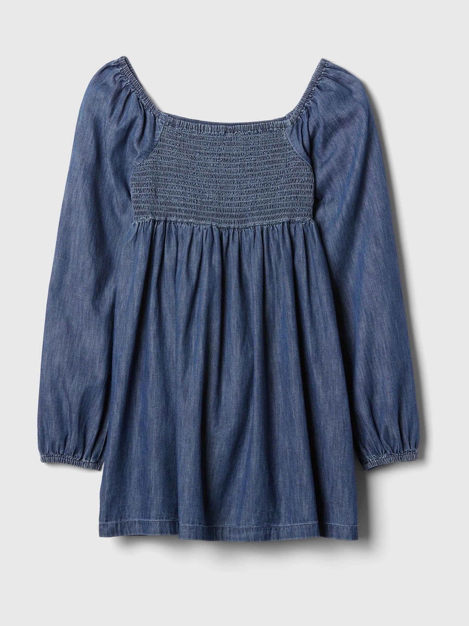 Blue Puff Sleeve Square Neck Denim Dress (4-13yrs) - Image 3 of 4
