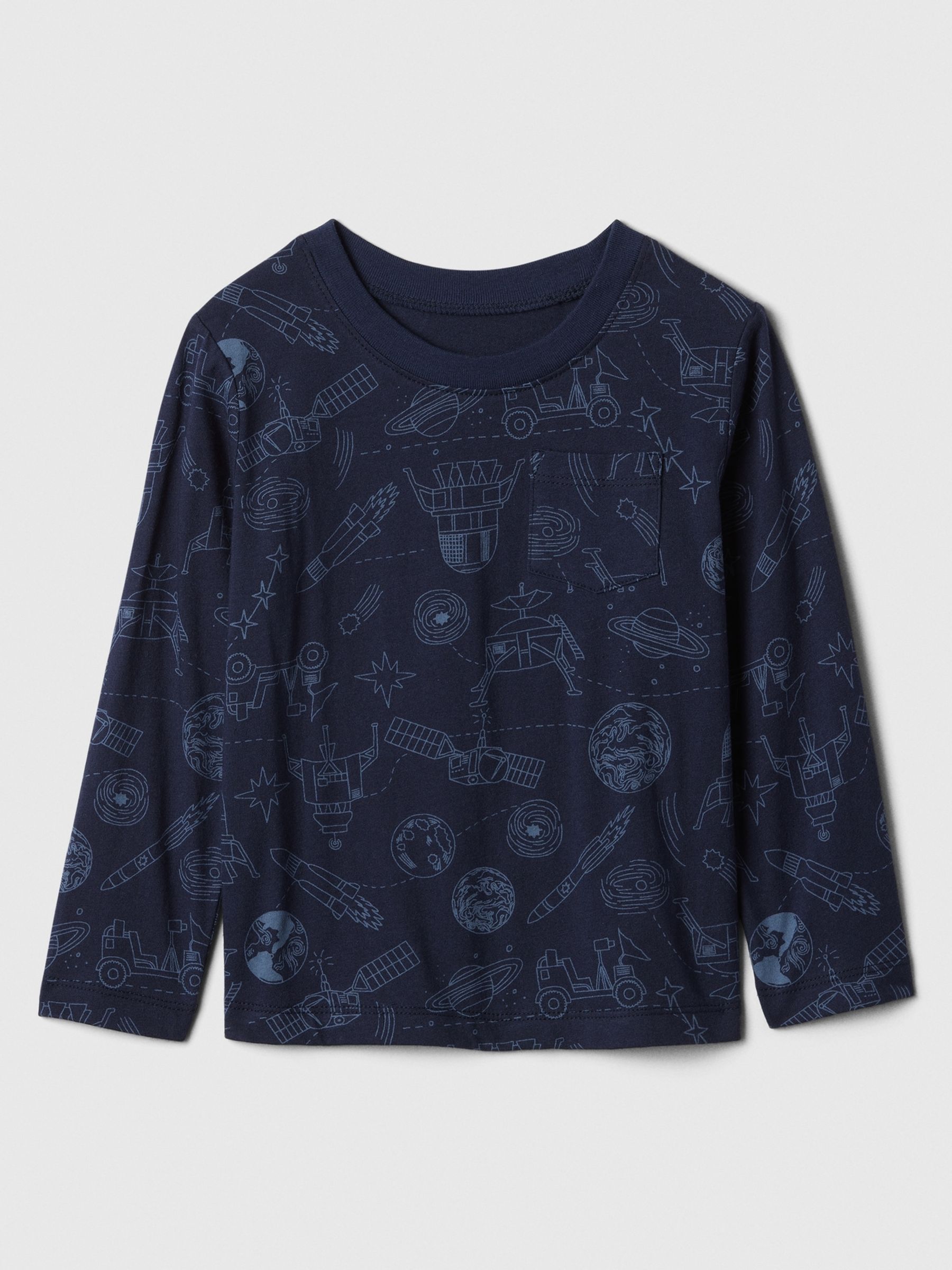 Blue Graphic Long Sleeve Crew Neck T-Shirt (6mths-5yrs) - Image 1 of 3