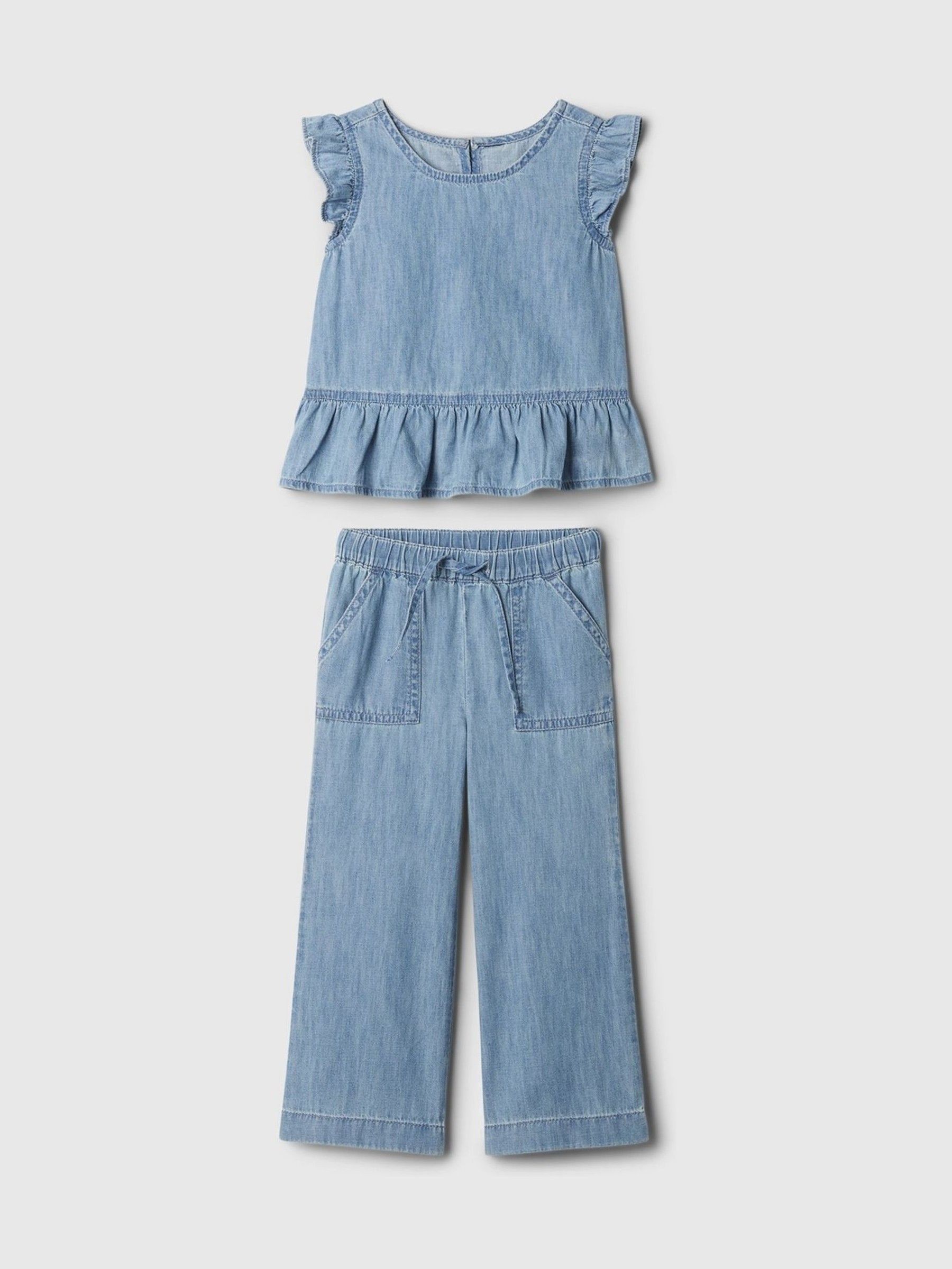 Blue Denim Ruffle Top and Trouser Set (6mths-5yrs) - Image 1 of 2