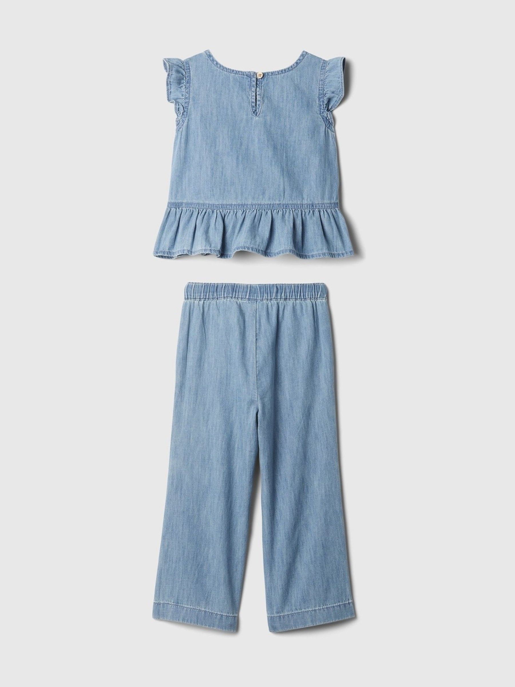 Blue Denim Ruffle Top and Trouser Set (6mths-5yrs) - Image 2 of 2