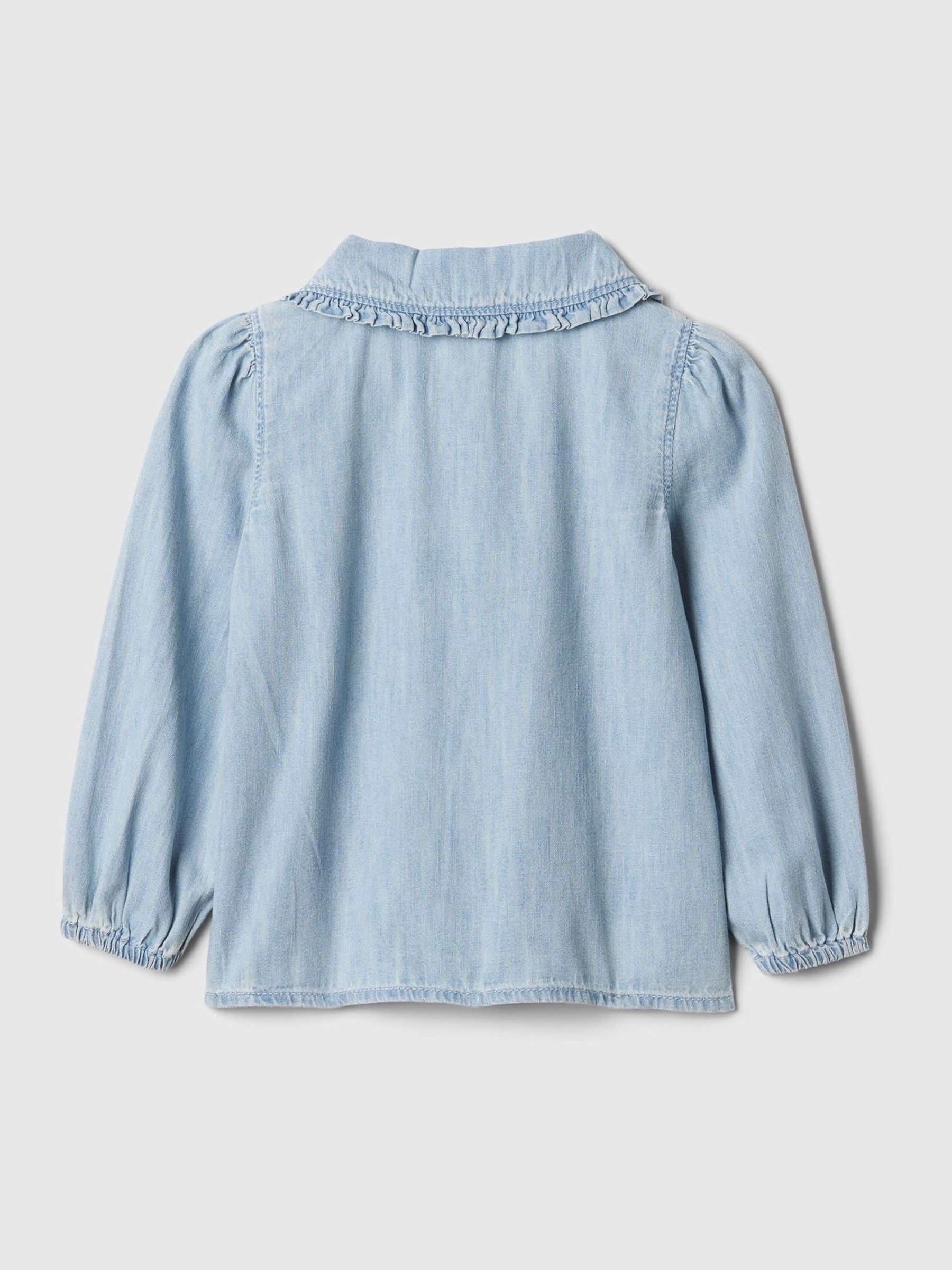 Blue Denim Ruffle Collar Shirt (6mths-5yrs) - Image 2 of 2