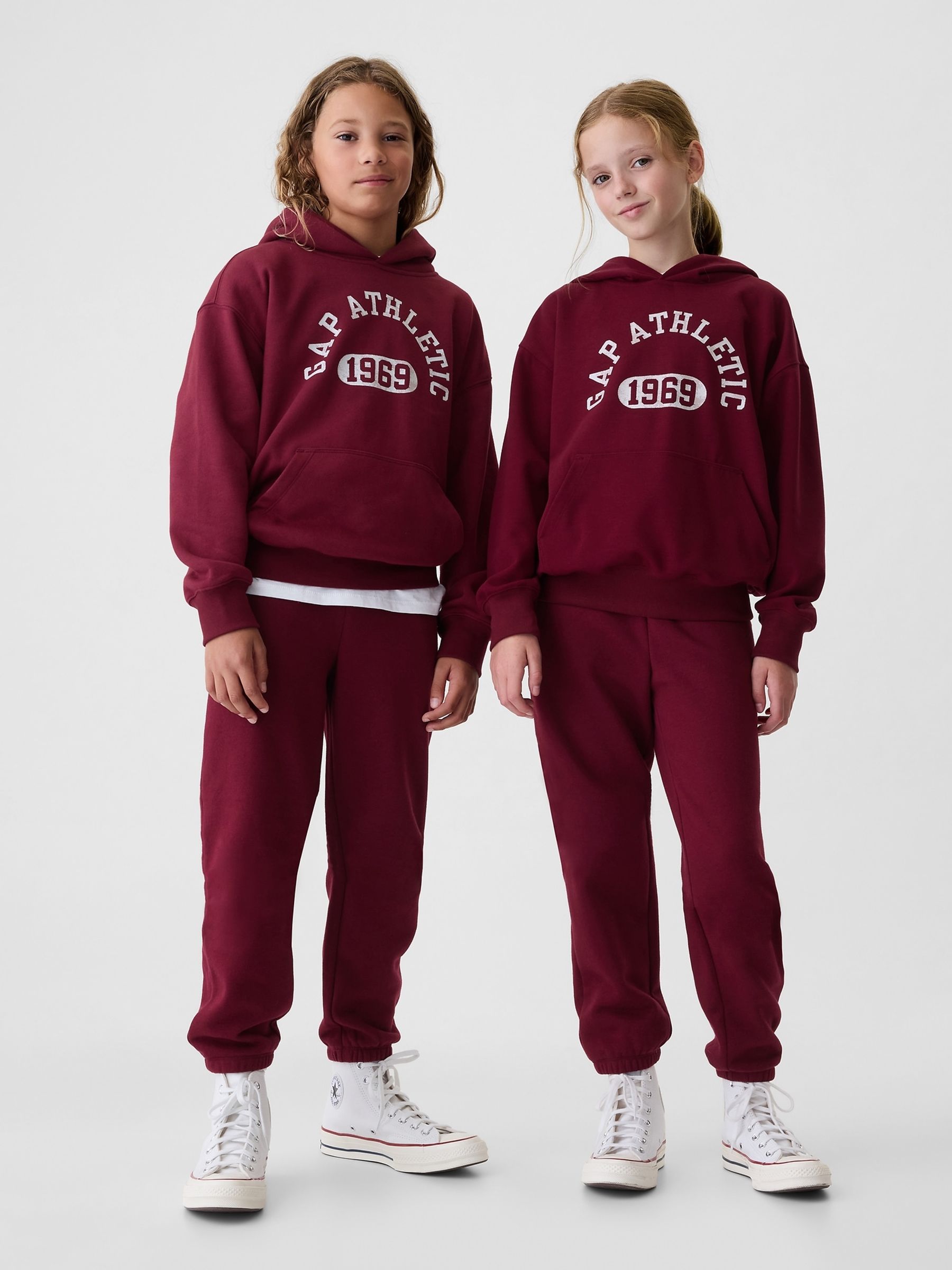 Burgundy Red Athletic Logo Hoodie (4-13yrs) - Image 1 of 5