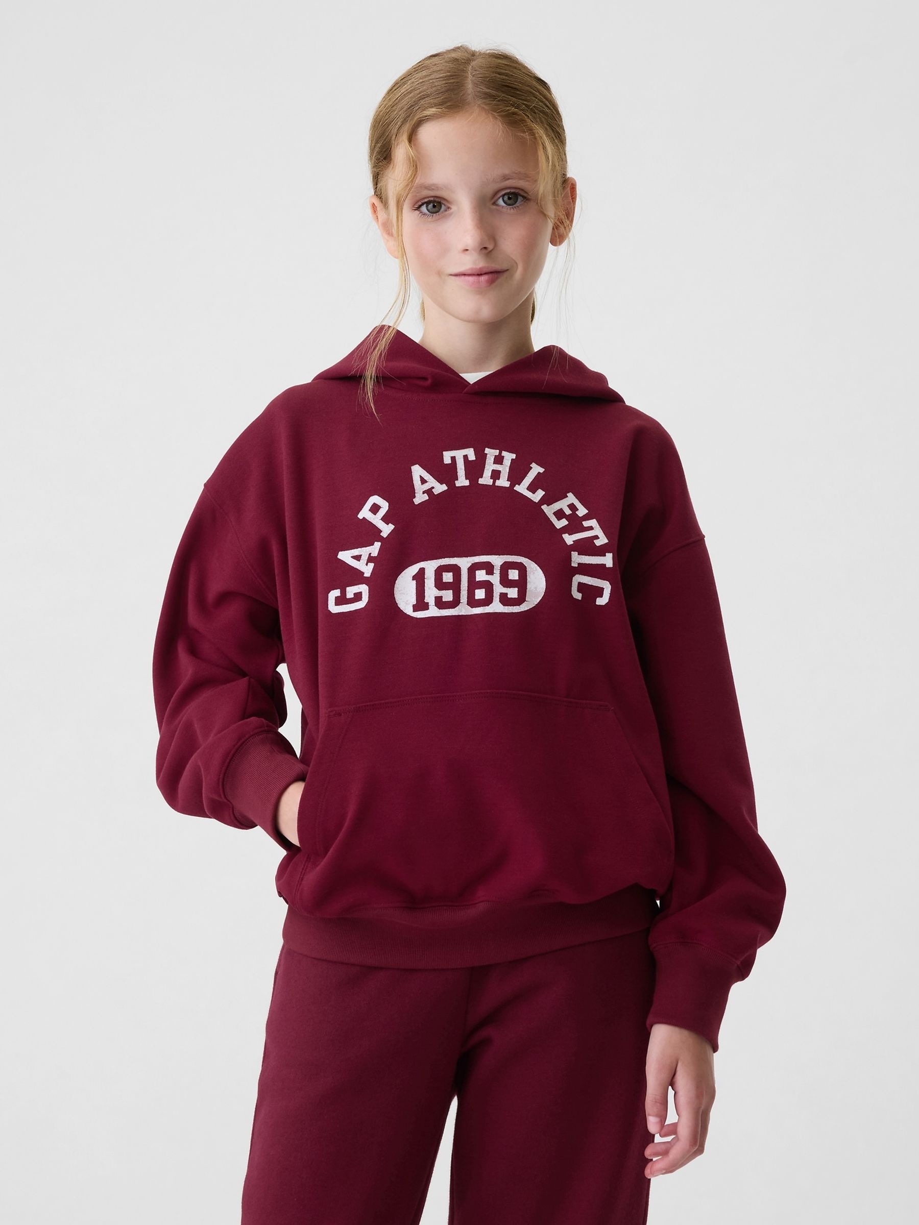 Burgundy Red Athletic Logo Hoodie (4-13yrs) - Image 3 of 5