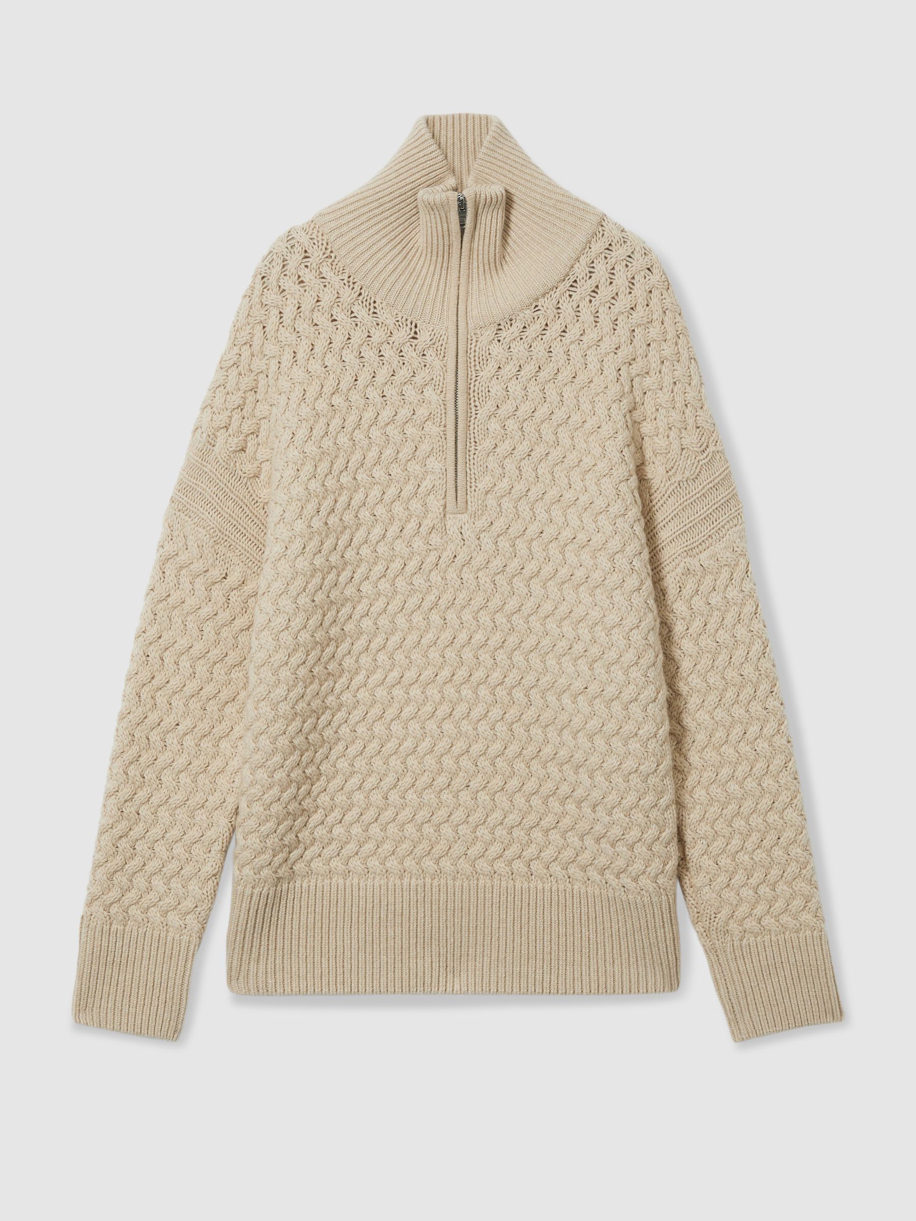 Reiss | Les 100 Ciels Wool and Cashmere Jumper in Stone - Image 2 of 6