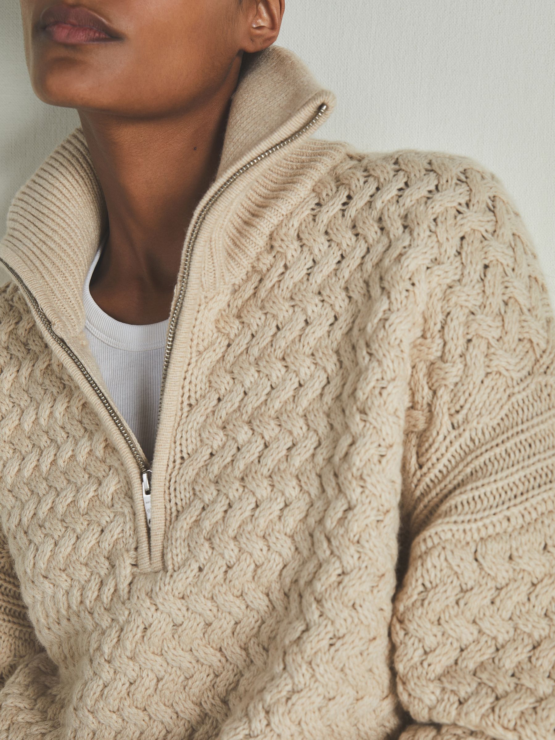 Reiss | Les 100 Ciels Wool and Cashmere Jumper in Stone - image 3