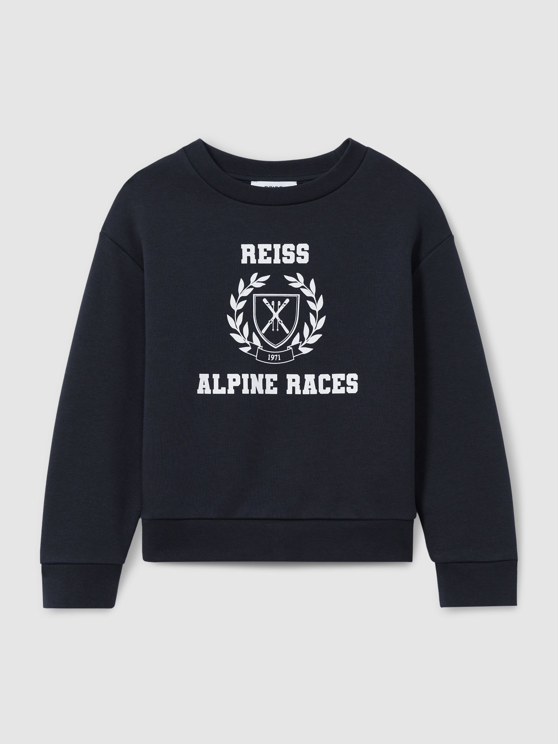 9-13 yrs Cotton-Blend Alpine Races Sweatshirt in Navy/Off White - Image 2 of 5
