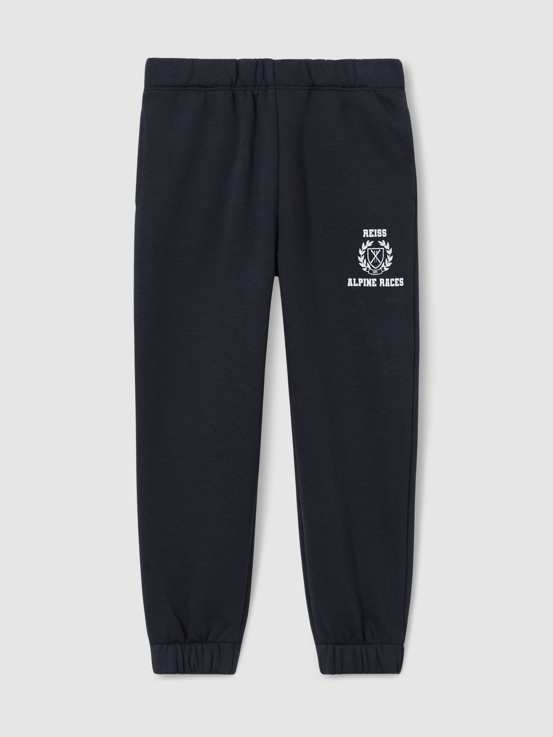 9-13 yrs Cotton-Blend Alpine Races Joggers in Navy/White - Image 2 of 4