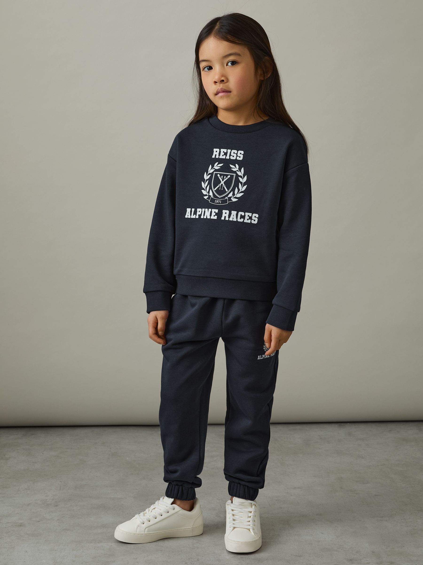 3-9 yrs Cotton-Blend Alpine Races Sweatshirt in Navy/Off White - Image 4 of 5