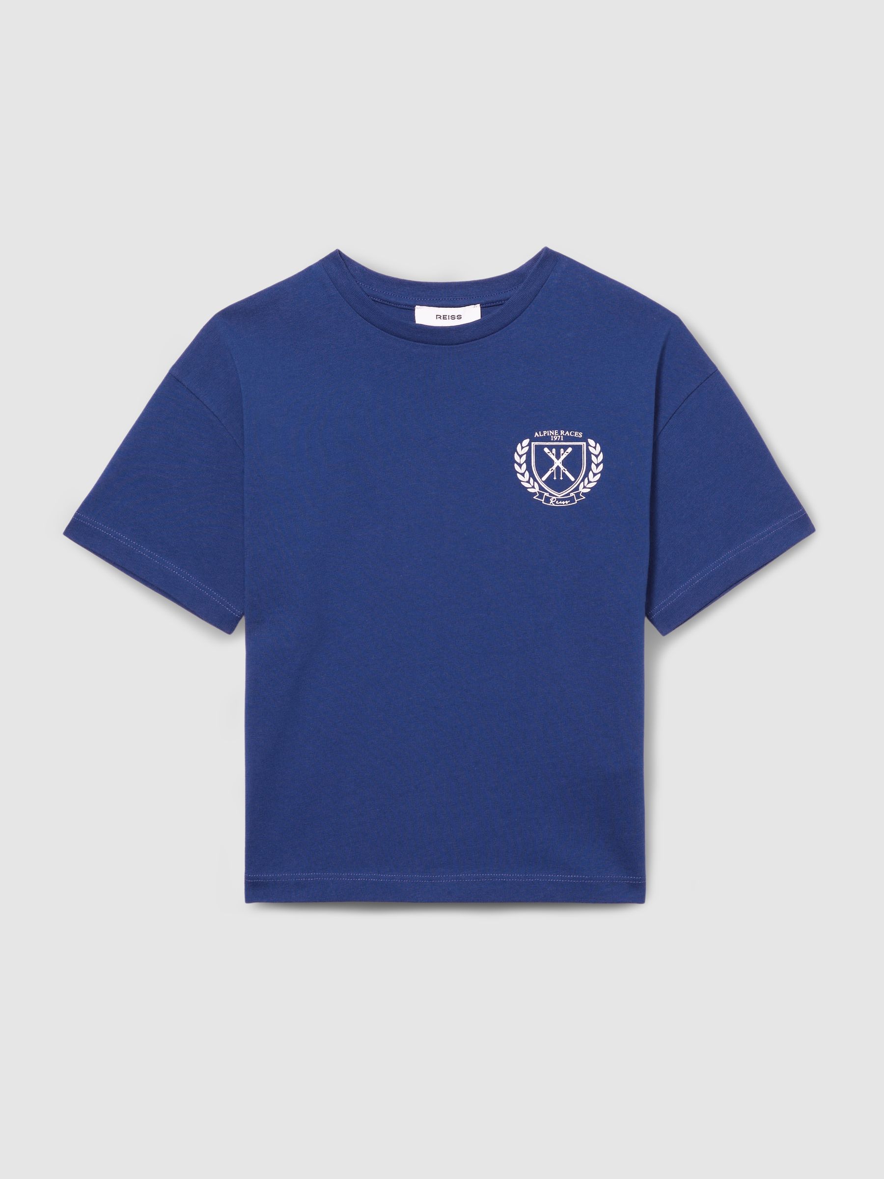 Cotton-Jersey Alpine Races-Print T-Shirt in Bright Blue - Image 2 of 4
