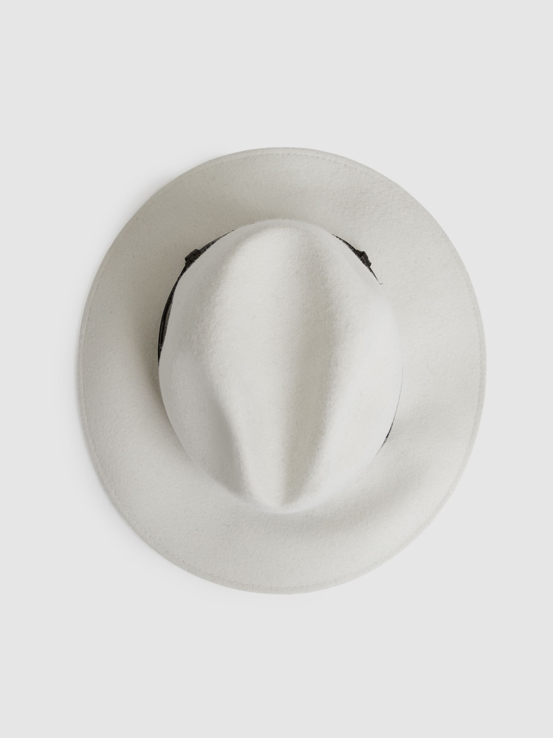 Wool Felt Leather Band Fedora in Ivory - Image 3 of 4