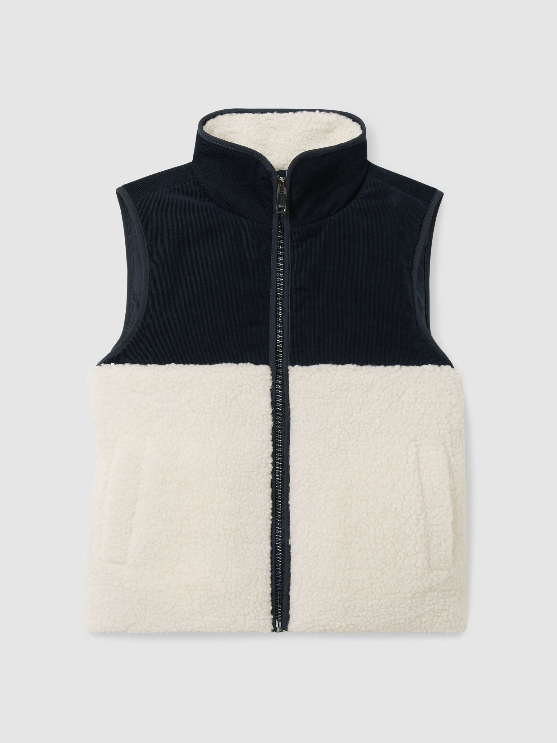 9-13 yrs Cotton-Corduroy and Fleece Gilet in Navy/White - Image 1 of 4