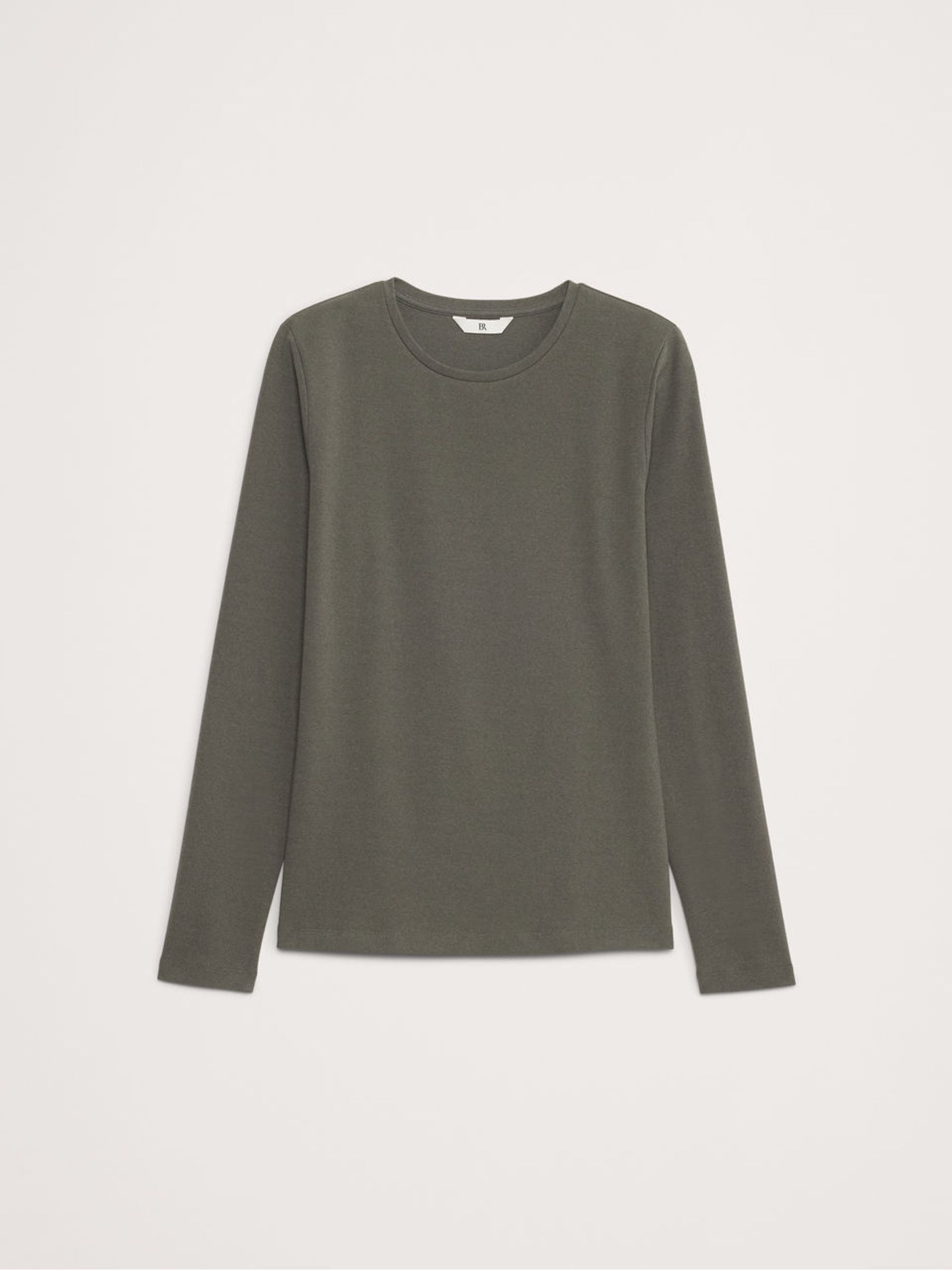 Banana Republic Green Refined Crew Neck Long Sleeve Top - Image 4 of 4