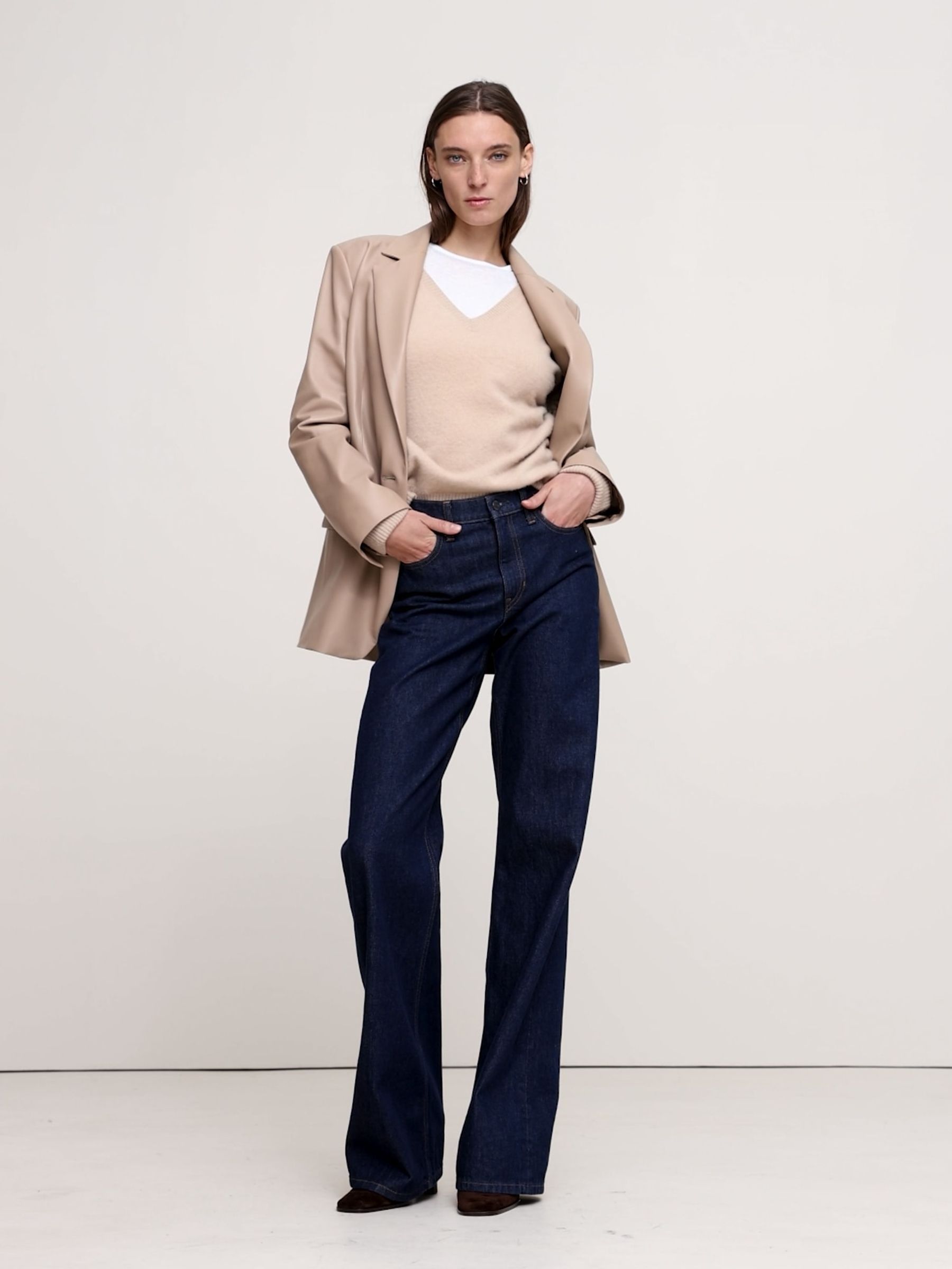 Banana Republic Dark Blue The Icon Classic Wide Leg Jeans - Image 3 of 4
