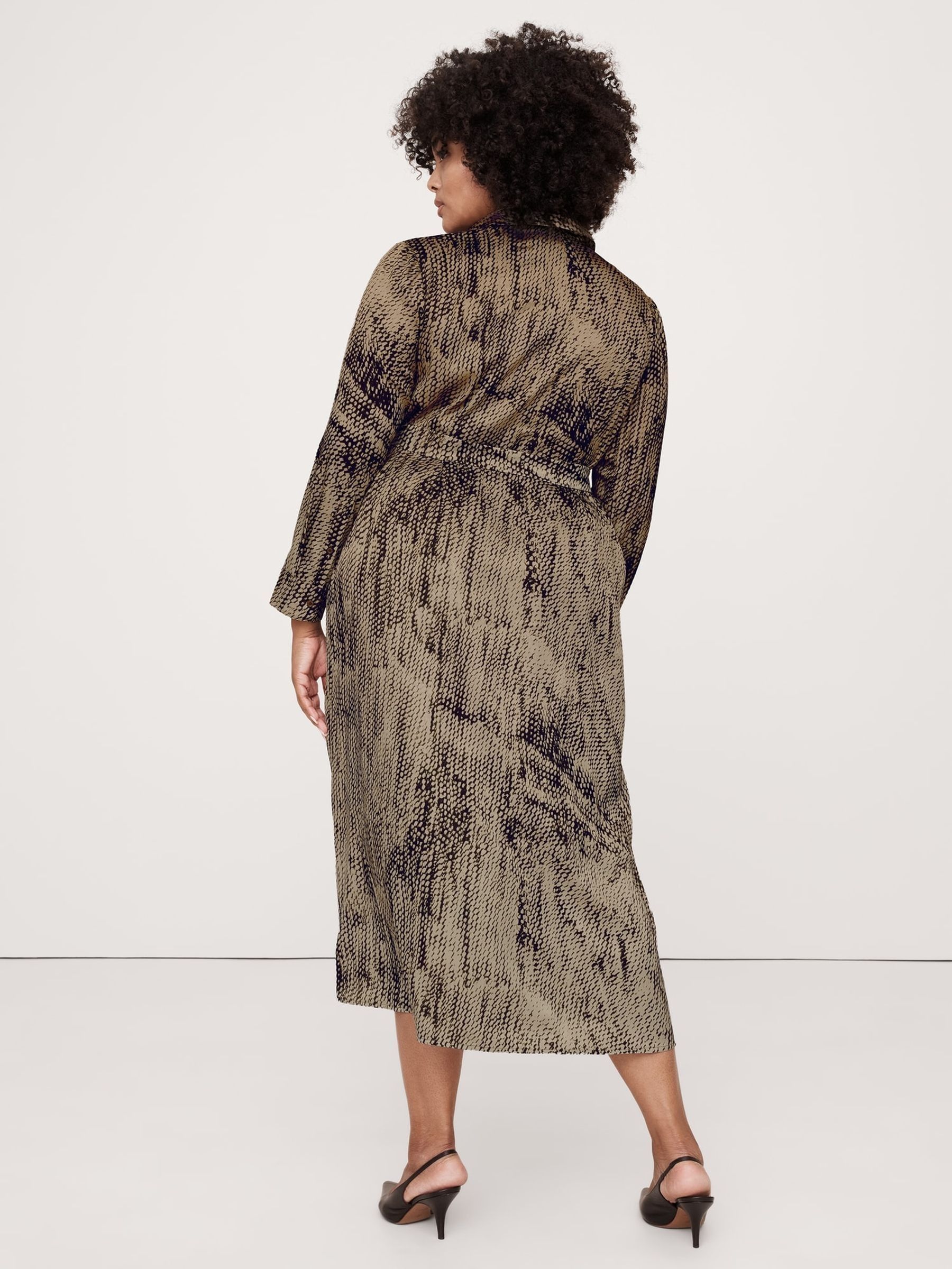 Banana Republic Brown Oversized Snake Print Midi Dress - Image 5 of 5