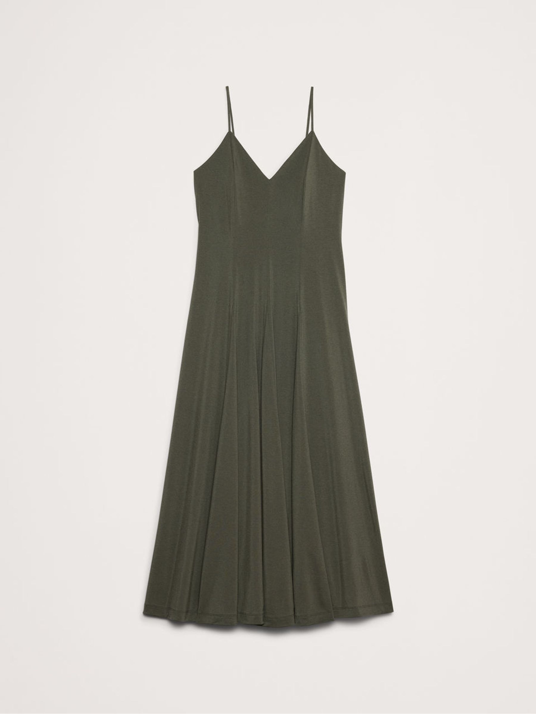 Banana Republic Khaki Green Drapey Jersey Godet Maxi Dress | Gap