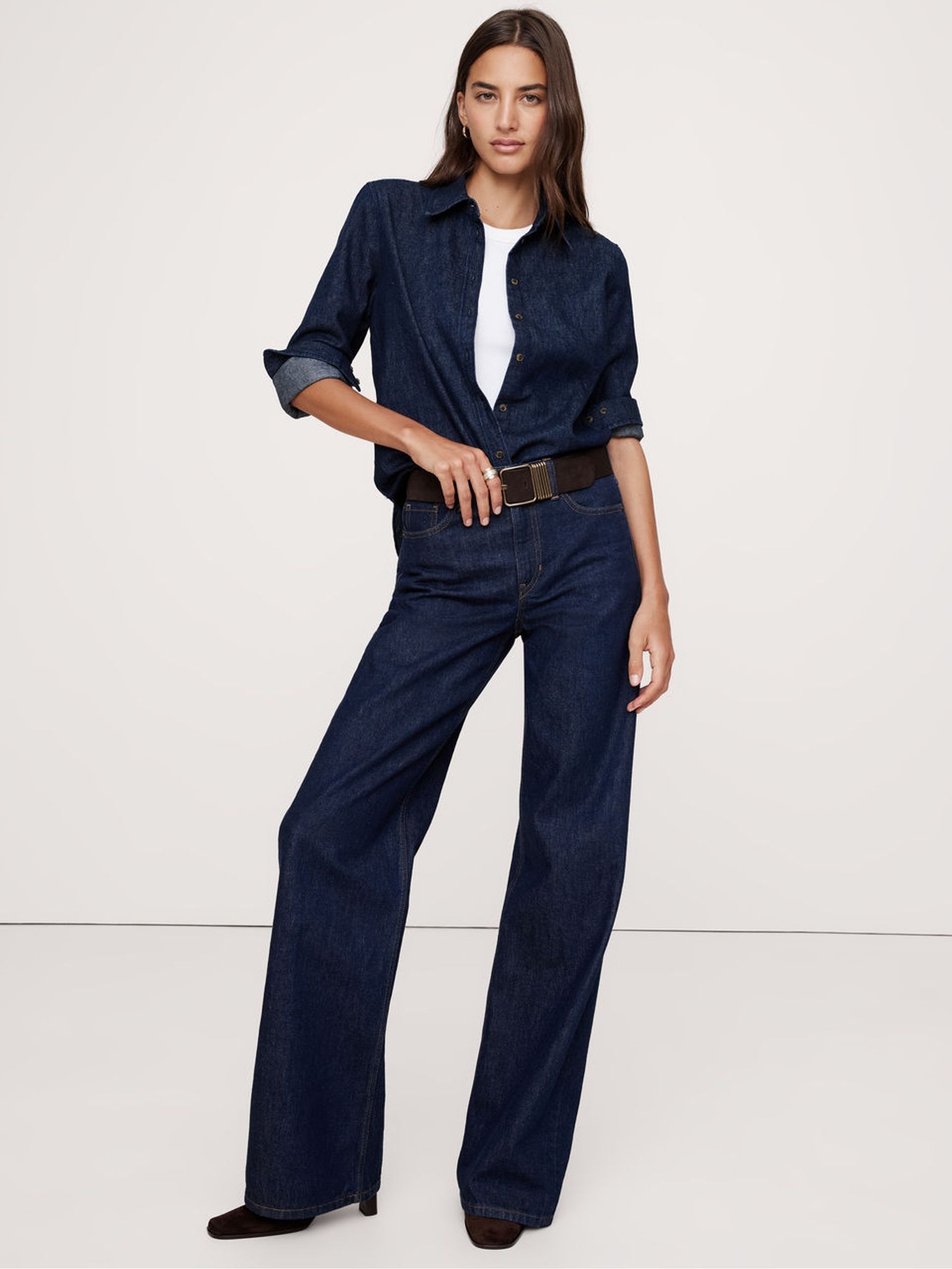 Banana Republic Blue The Perfect Cotton Hemp Shirt - Image 2 of 4