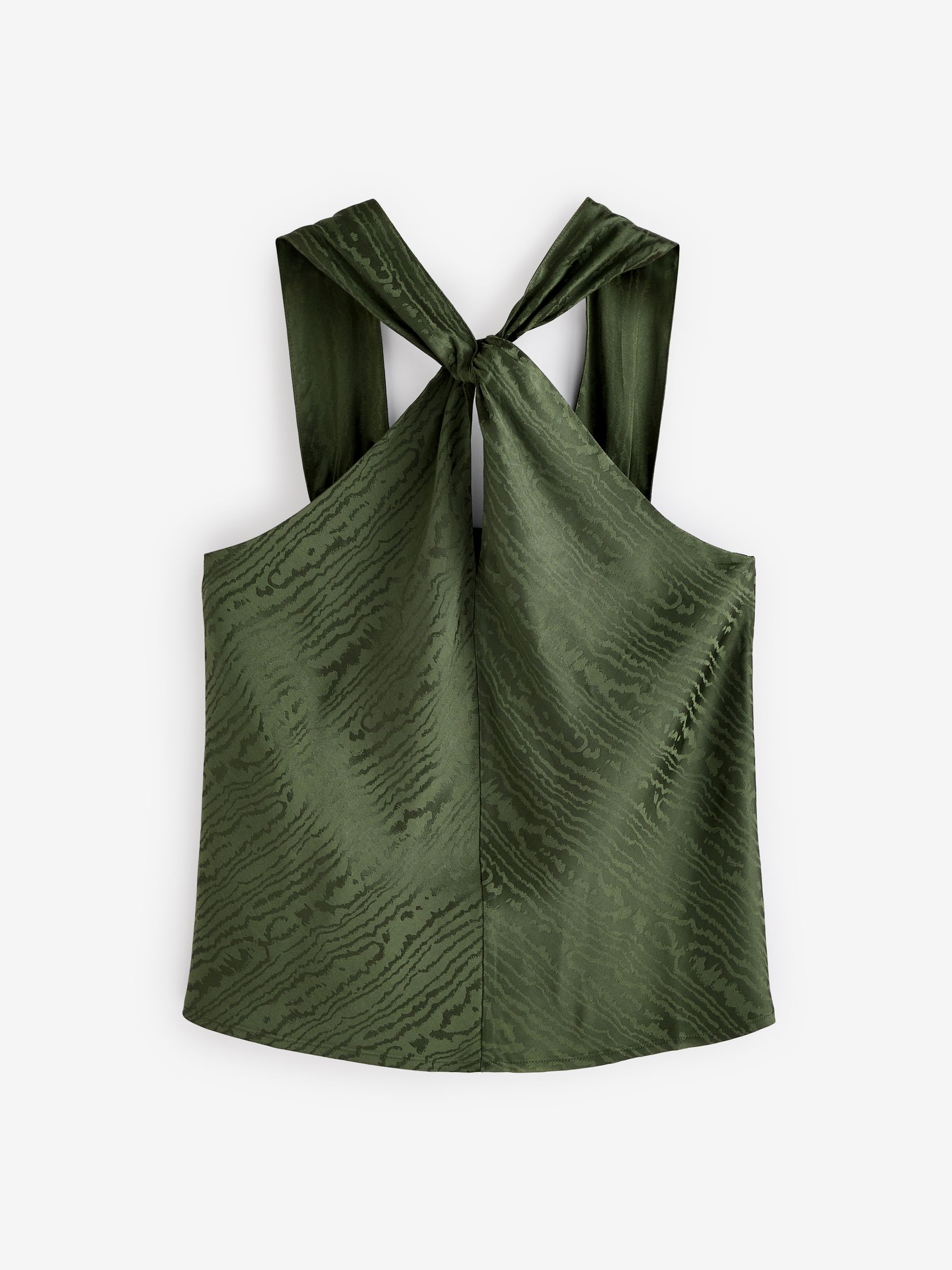 Banana Republic Khaki Green Silky Twist Neck Halter Blouse Top - Image 2 of 5