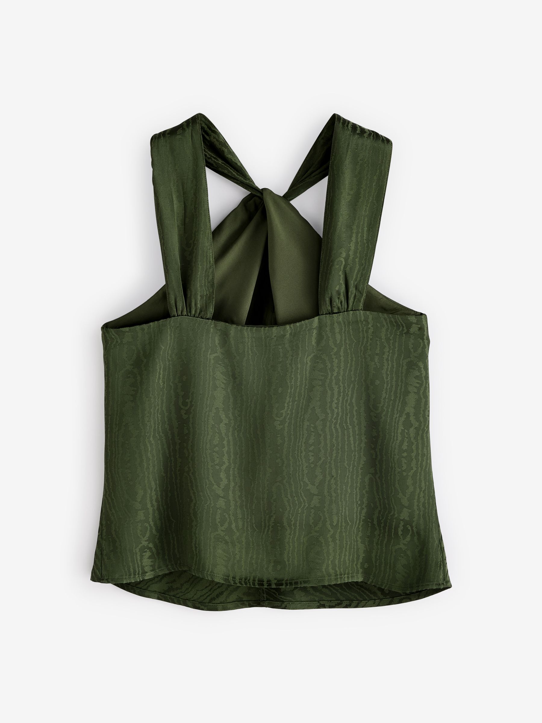 Banana Republic Khaki Green Silky Twist Neck Halter Blouse Top - Image 3 of 5