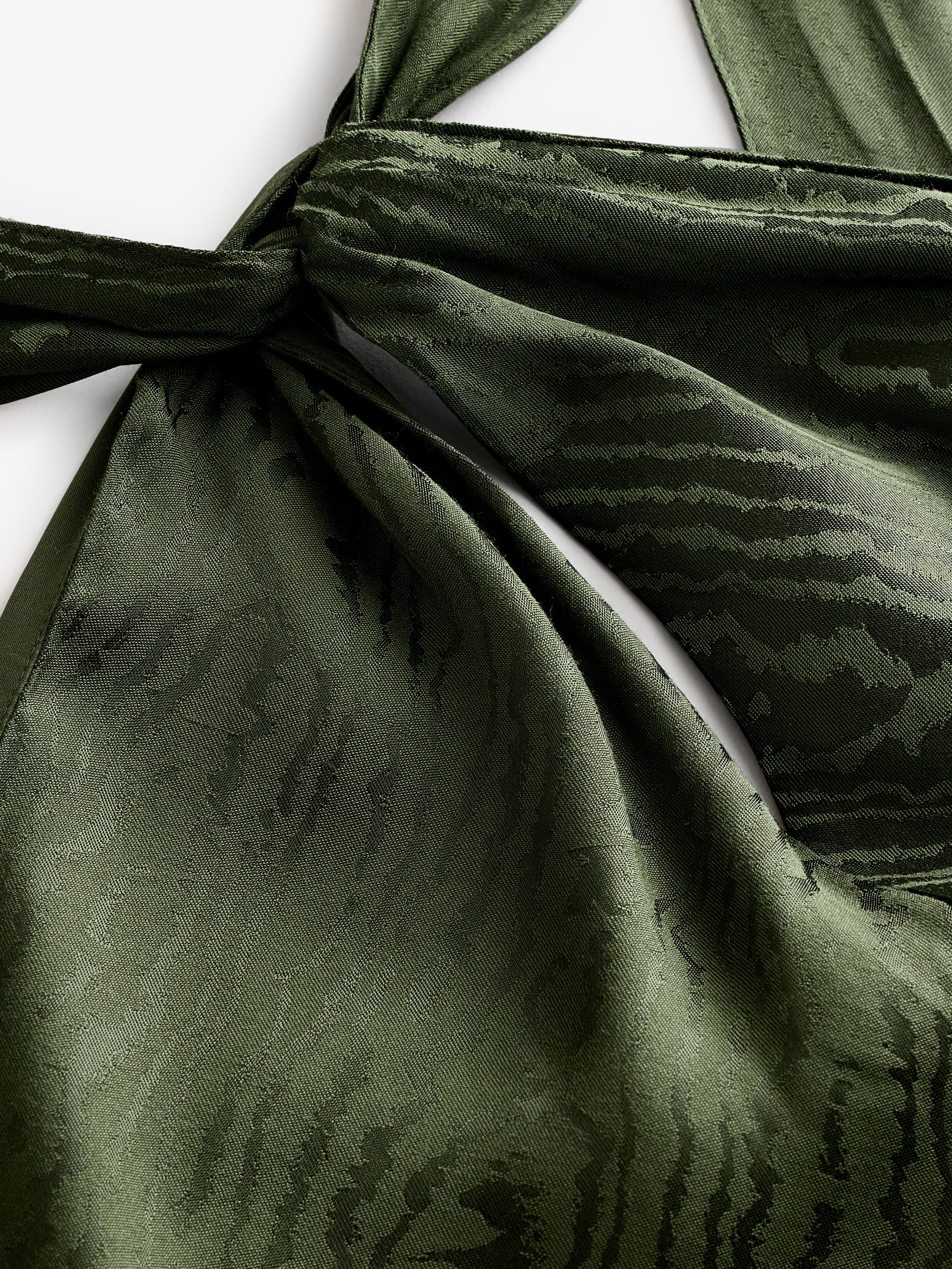 Banana Republic Khaki Green Silky Twist Neck Halter Blouse Top - Image 4 of 5