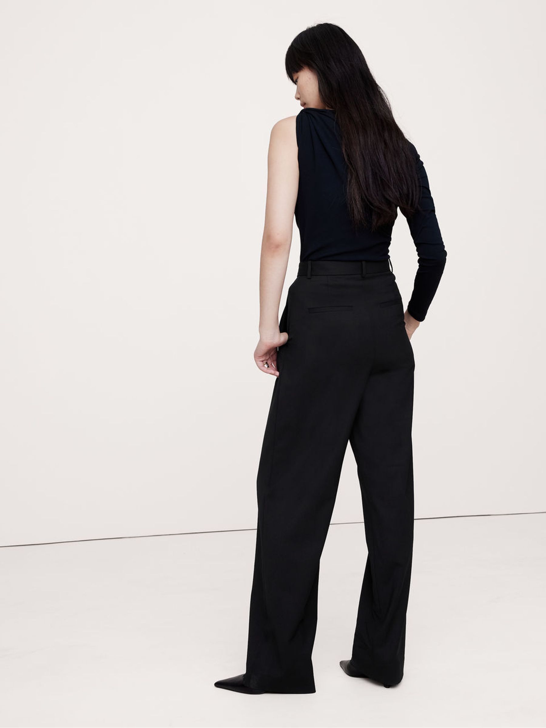 Banana Republic Black Ultra High Waist Wide Leg Trousers - Image 2 of 4