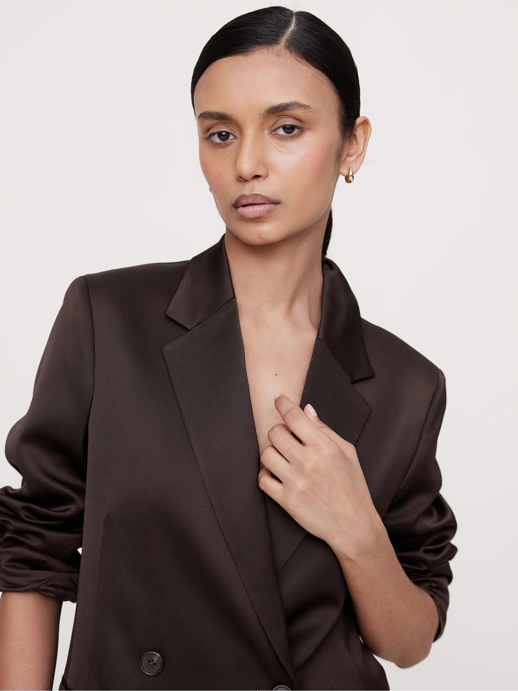 Banana Republic Brown Relaxed Longline Double Breasted Blazer - Image 3 of 4