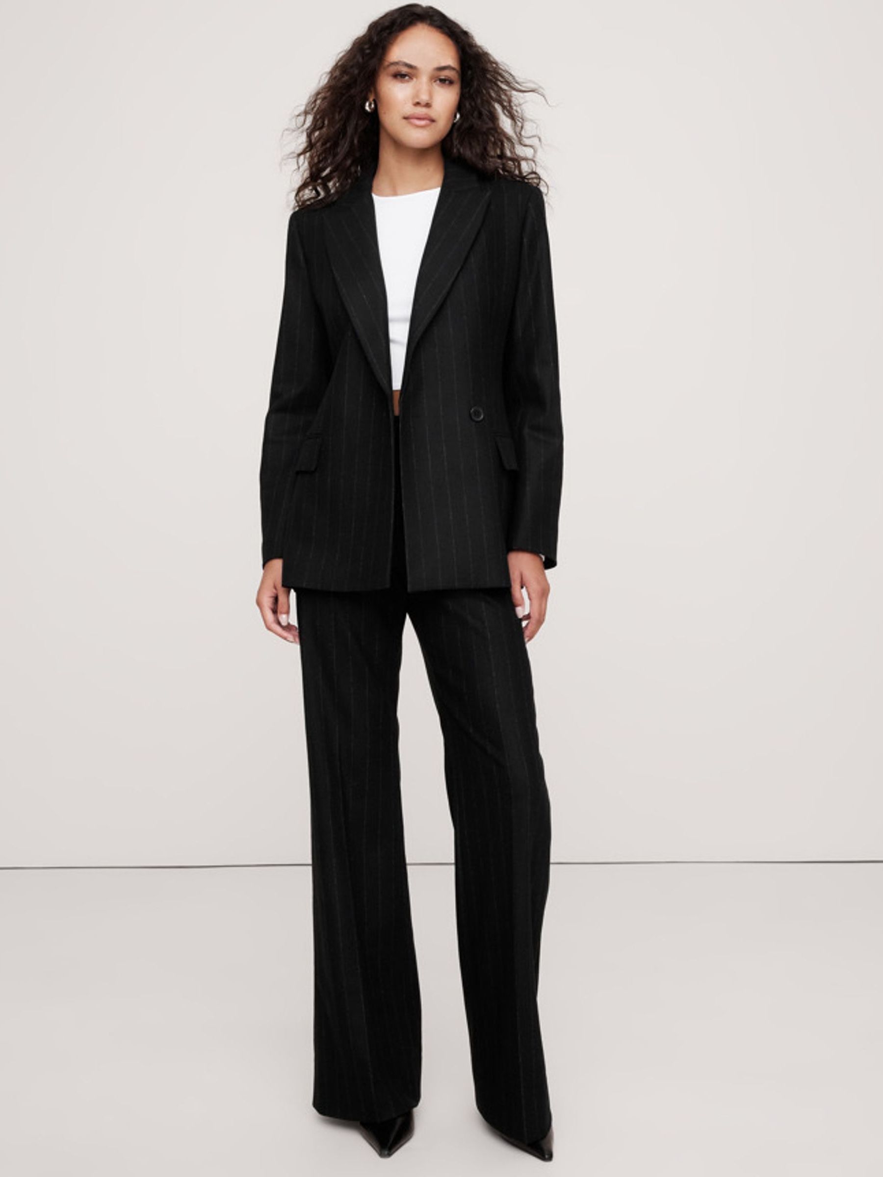 Banana Republic Black Hourglass Italian Flannel Blazer - Image 4 of 5