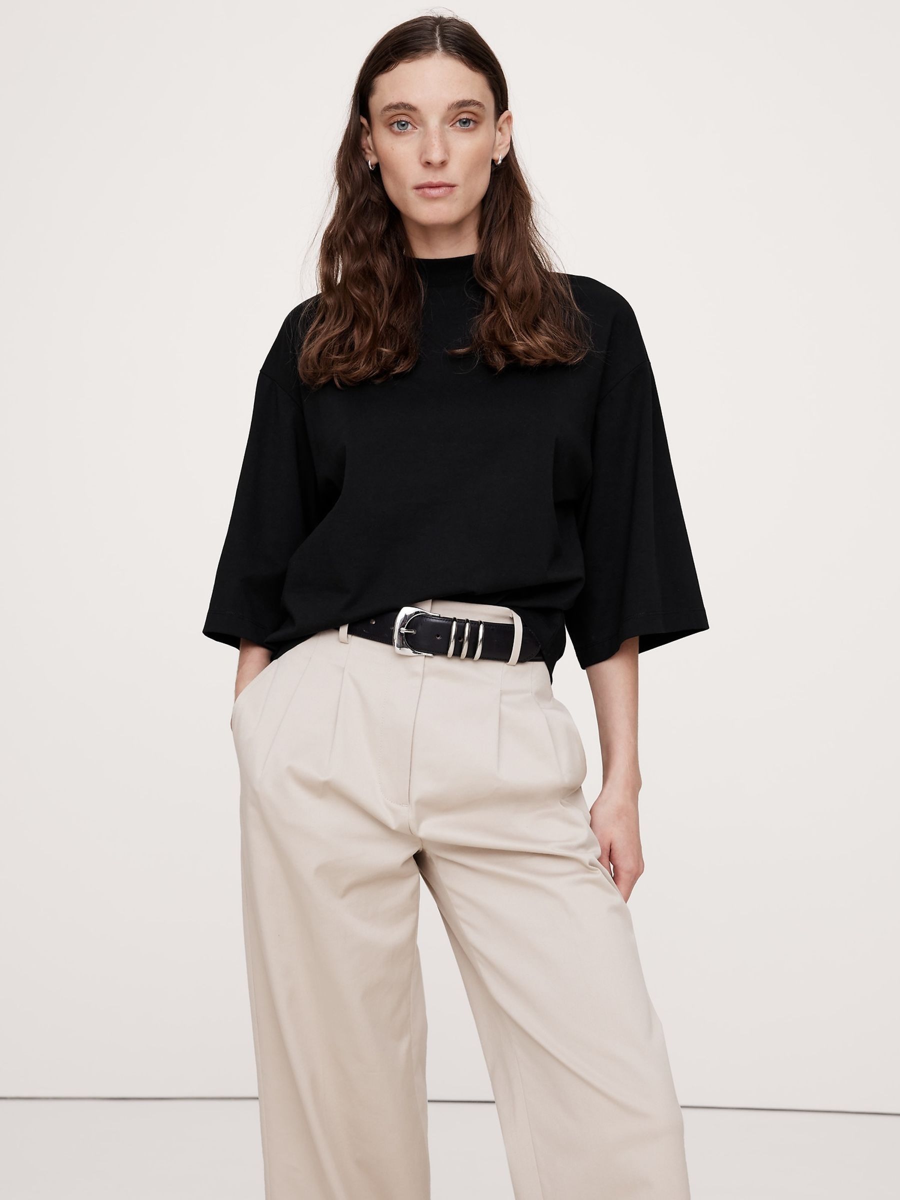 Banana Republic Black Heavyweight Cotton Boxy T-Shirt - Image 1 of 1