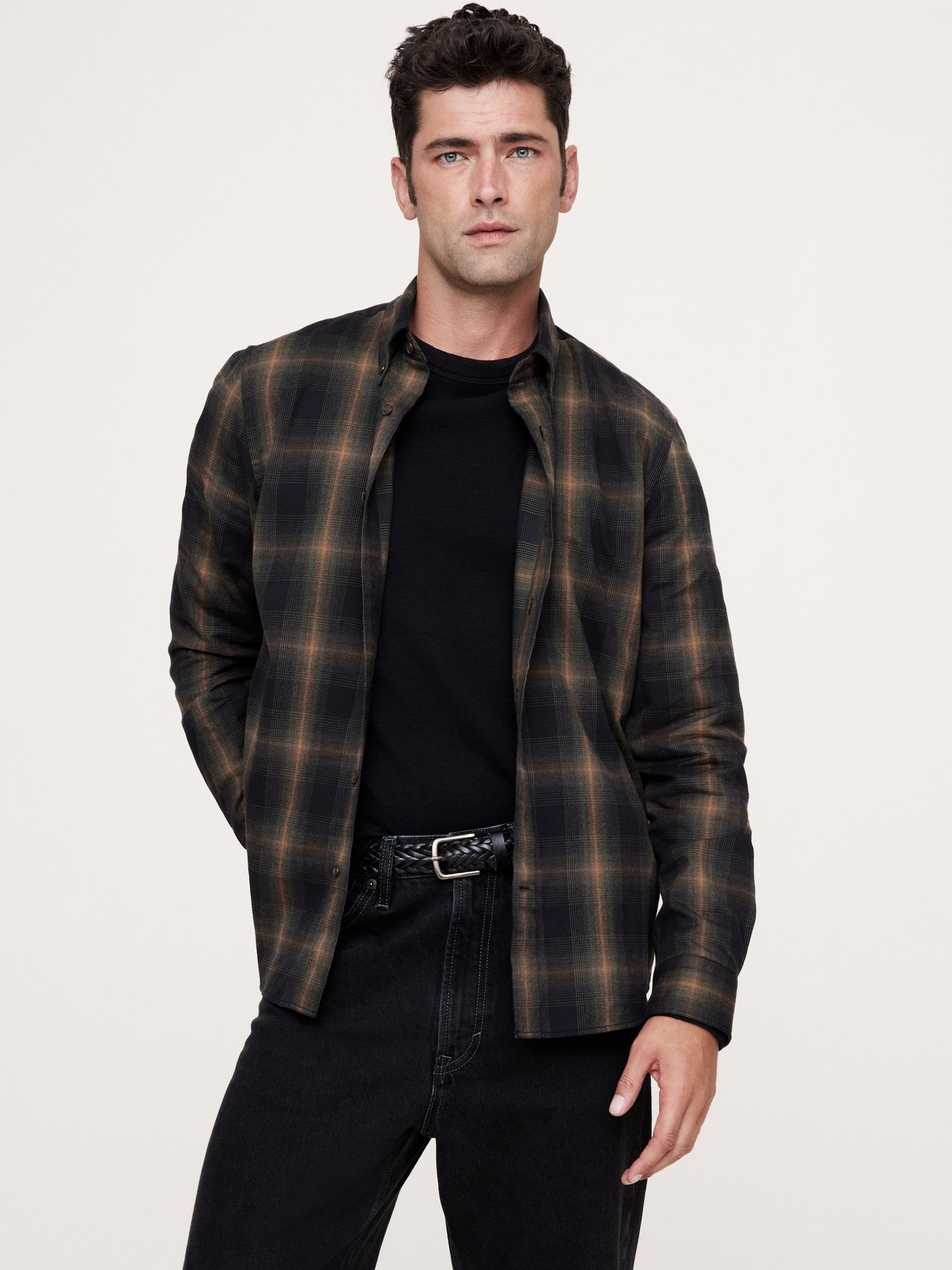 Banana Republic Brown Cotton Flannel Long Sleeve Shirt - Image 1 of 1