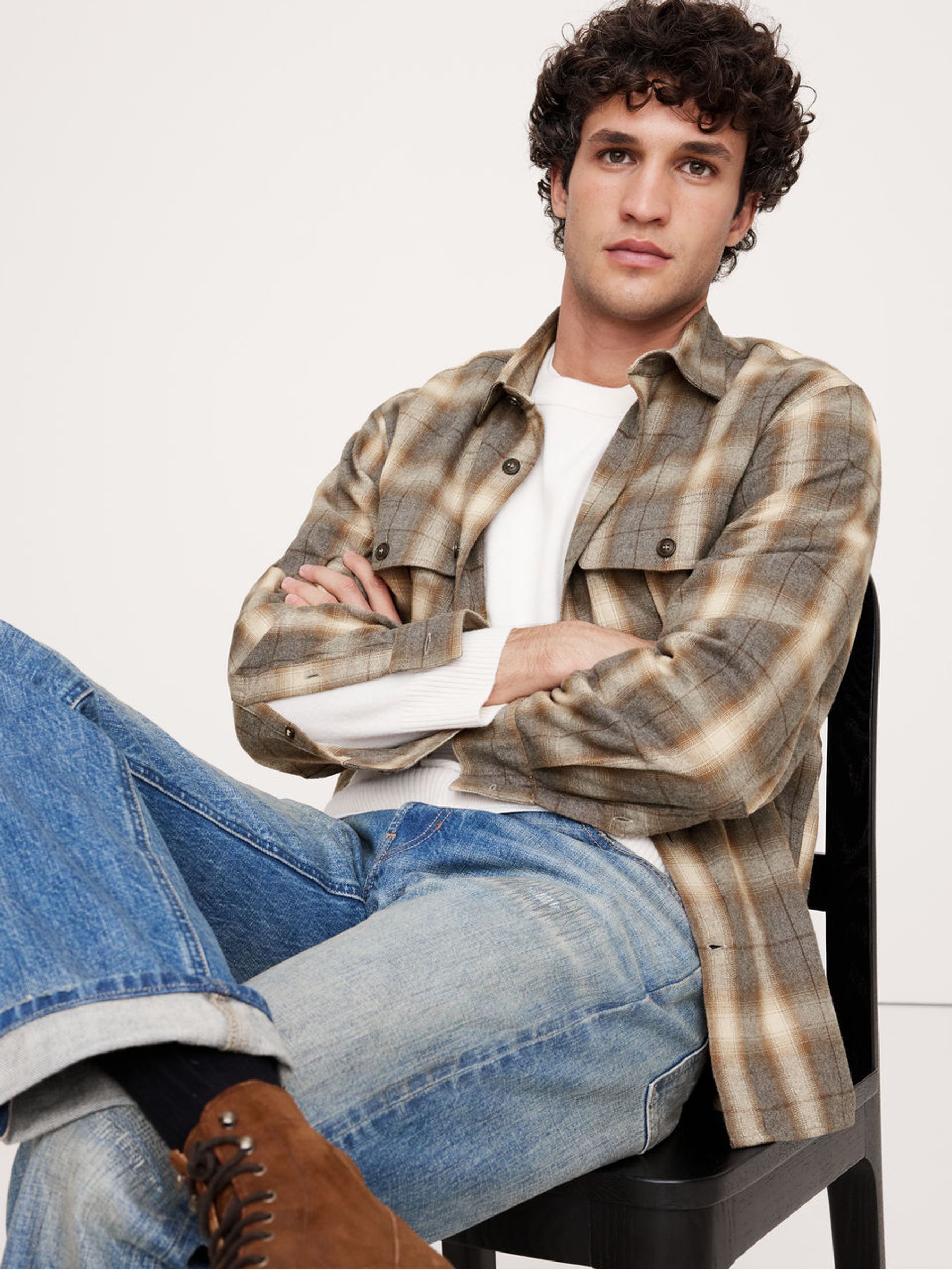 Banana Republic Grey Flannel Utility Shirt - Image 1 of 1