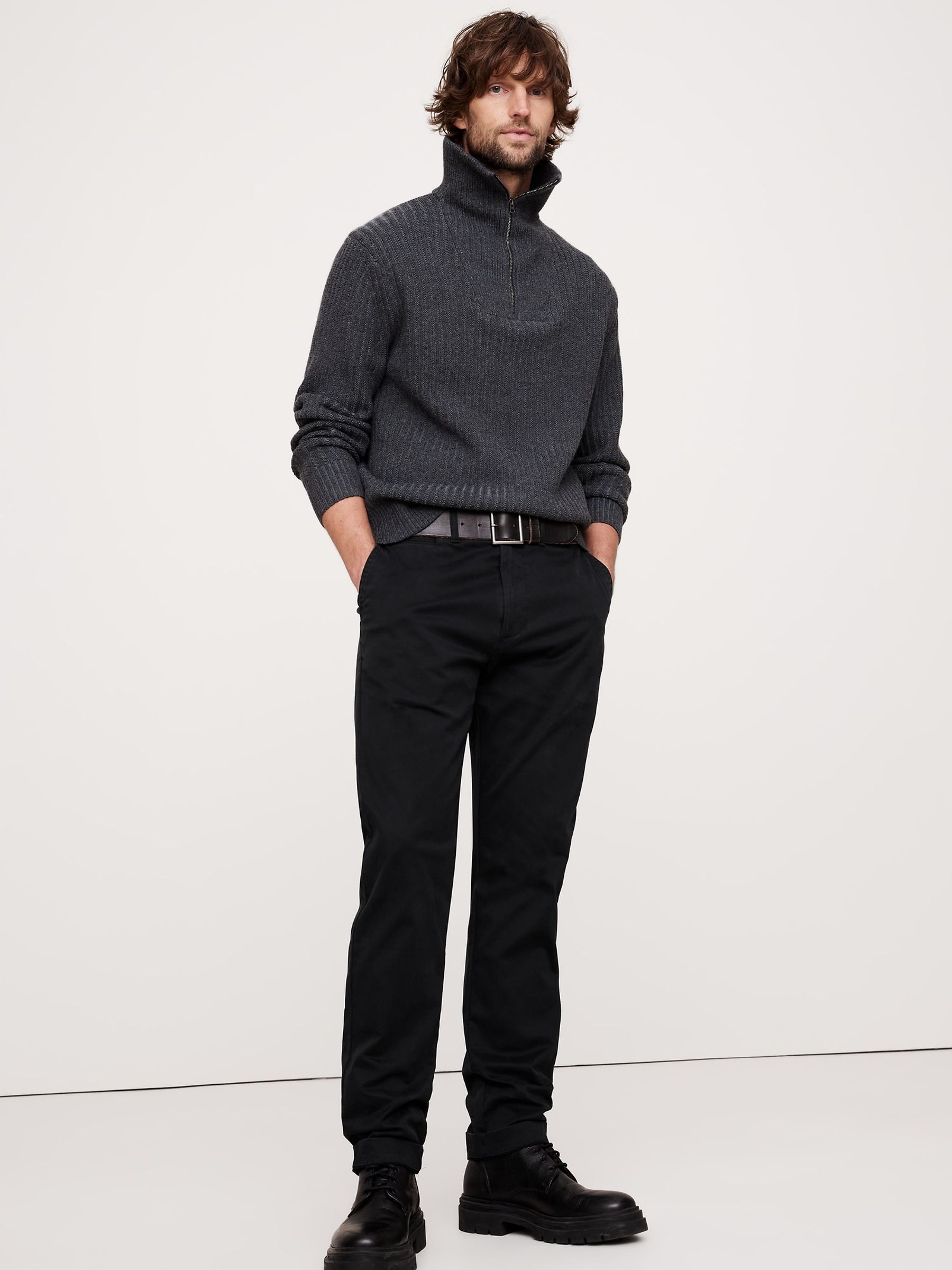 Banana Republic Black Authentic Slim Stretch Chinos - Image 1 of 4