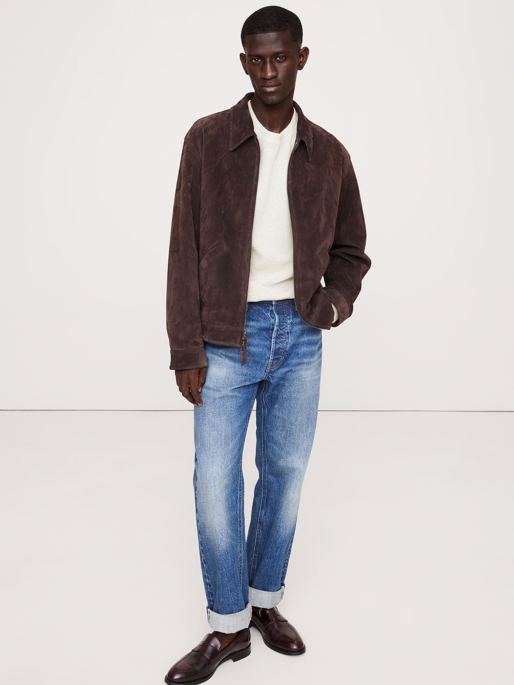 Banana Republic White Slub Double-Knit Long Sleeve Crew-Neck T-Shirt - Image 3 of 3