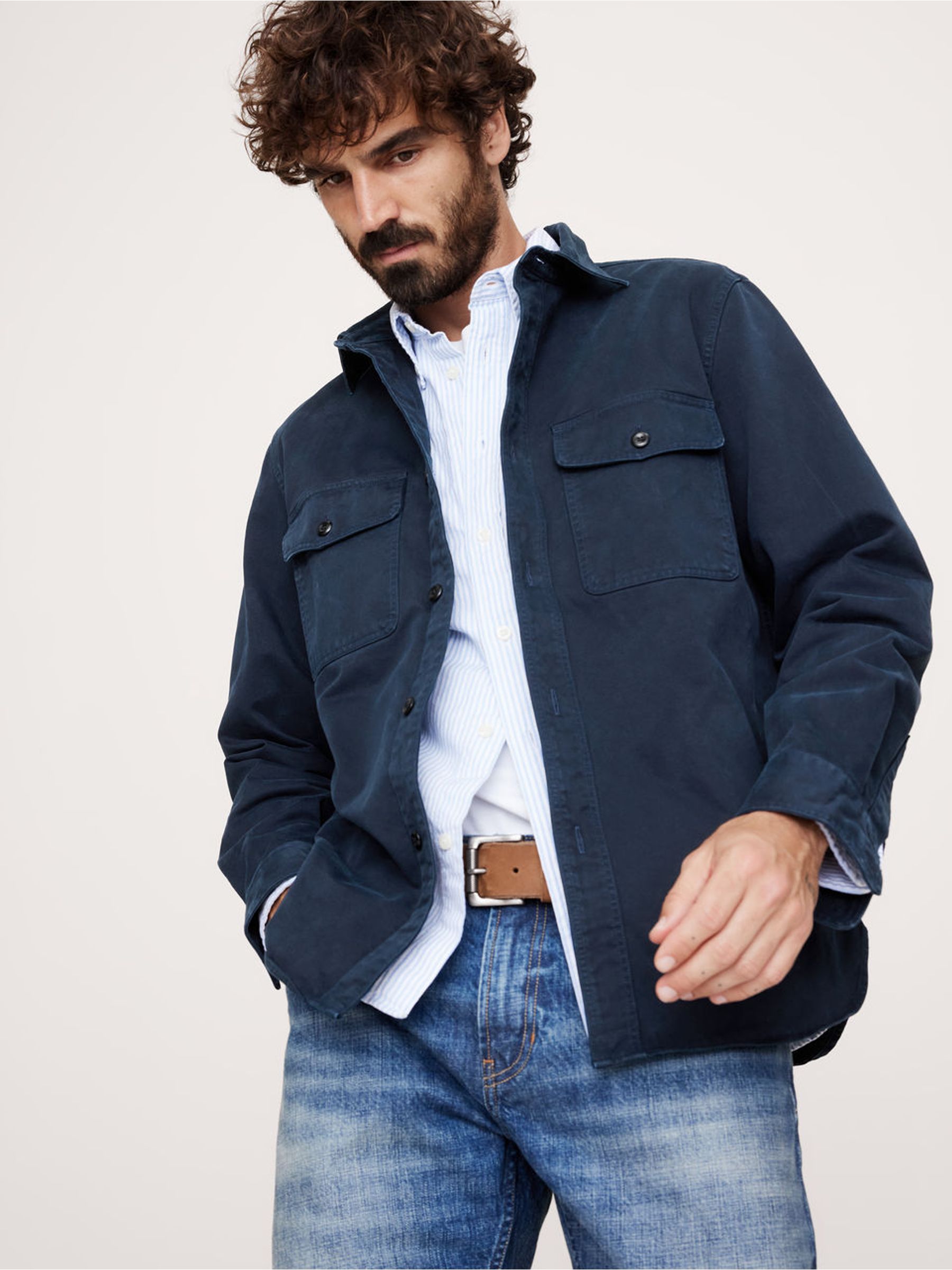 Banana Republic Blue Heavyweight Cotton Shirt Jacket - Image 1 of 1