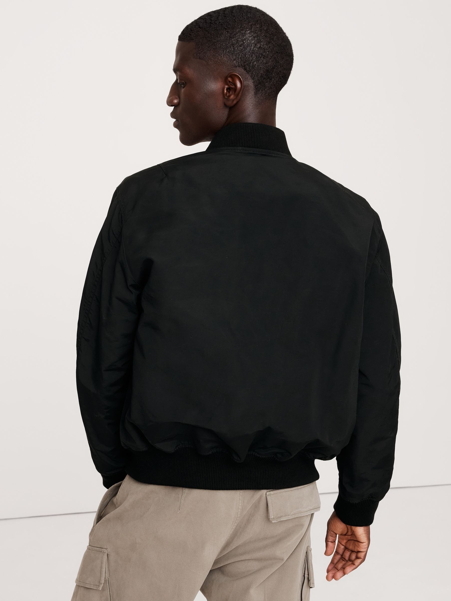 Banana Republic Black Water-Resistant Bomber Jacket - Image 2 of 5