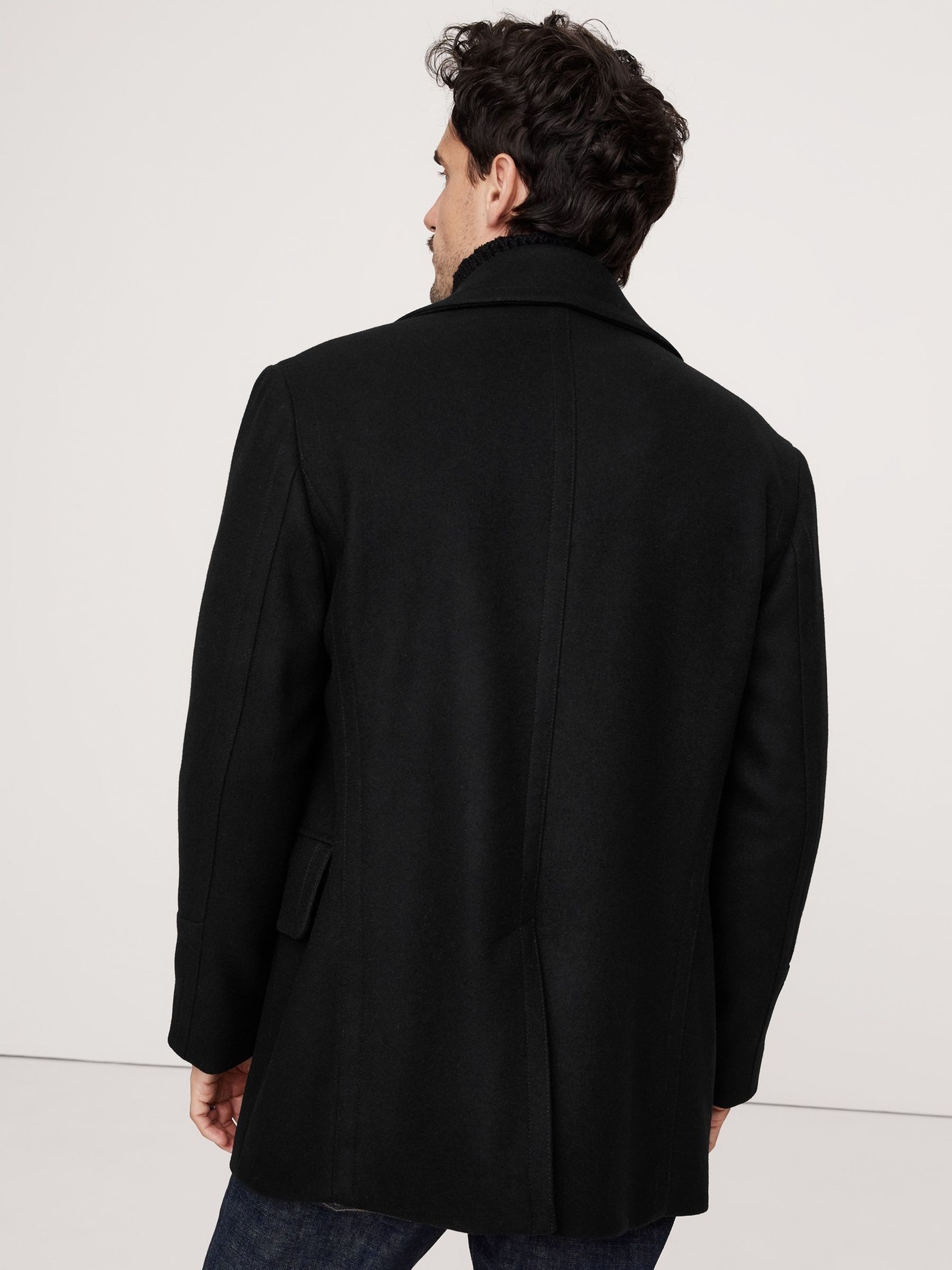 Banana Republic Black Italian Melton Peacoat | Gap