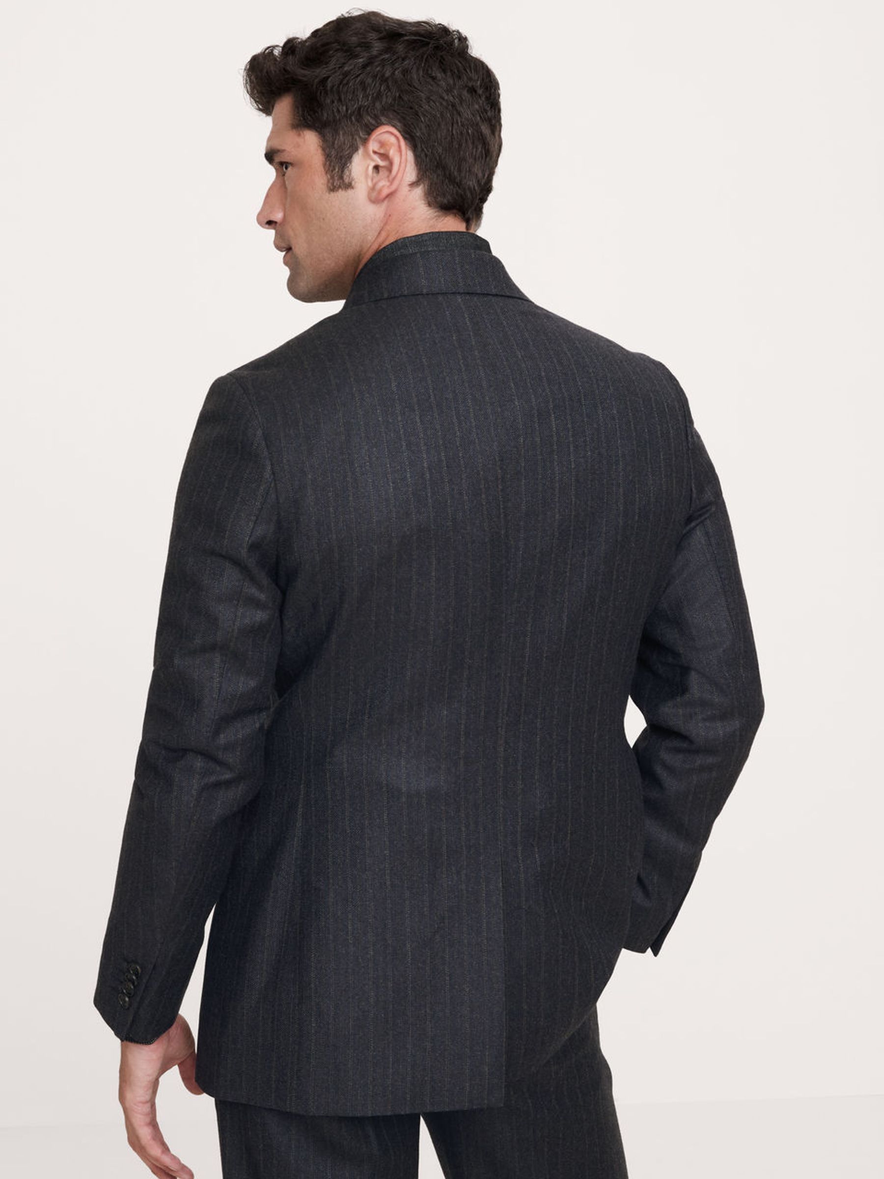 Banana Republic Navy Blue Stripe Wool Suit Jacket - Image 2 of 6