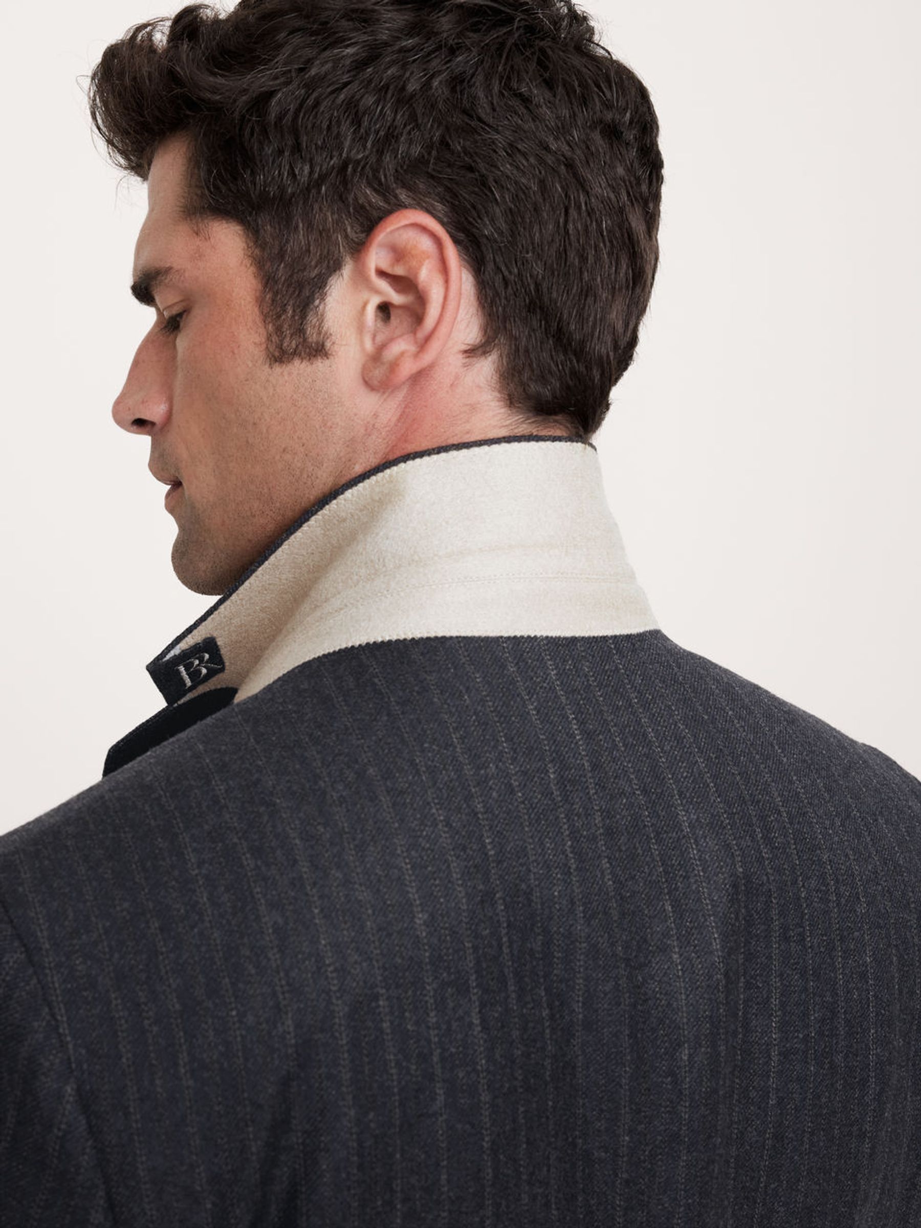 Banana Republic Navy Blue Stripe Wool Suit Jacket - Image 4 of 6